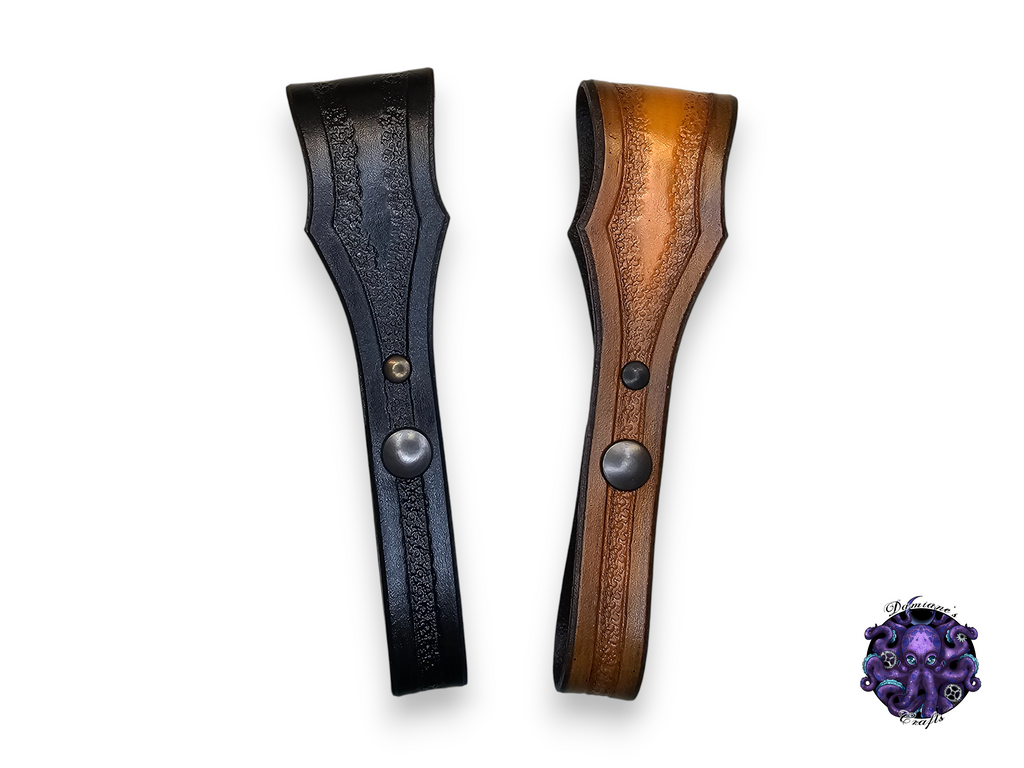 Cuero auténtico, portavasos, correa, grabado en relieve, disfraz, cosplay, LARP, Halloween