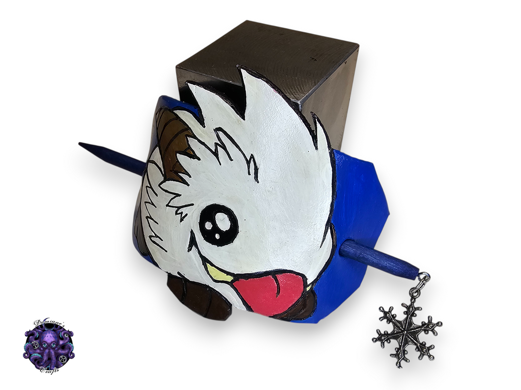 Real leather, Hair pin, wood stick, Poro, video game, creature, cute, kawai, winter, snowflake