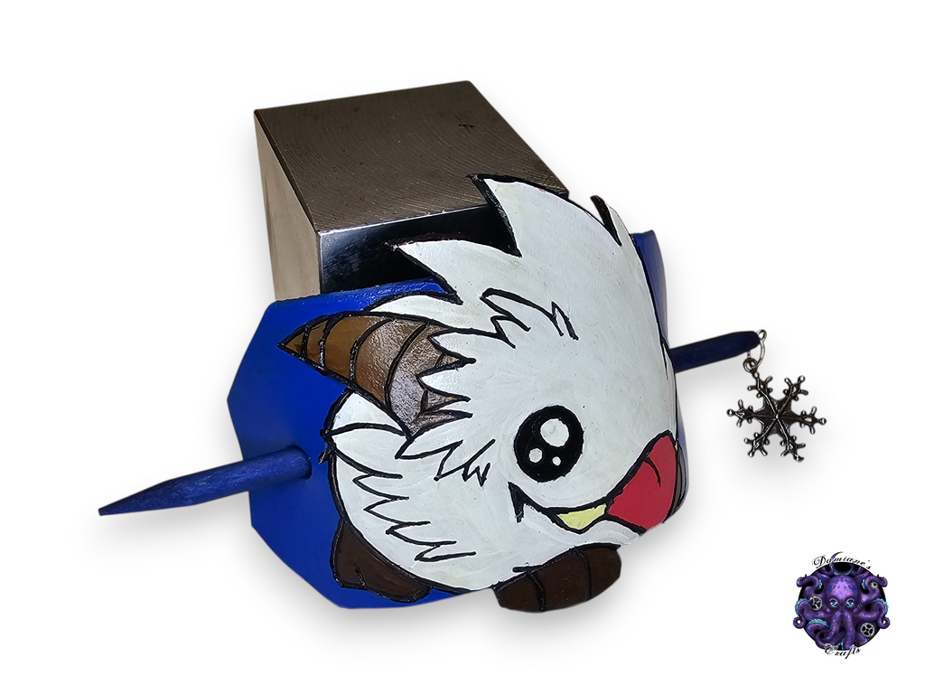 Real leather, Hair pin, wood stick, Poro, video game, creature, cute, kawai, winter, snowflake