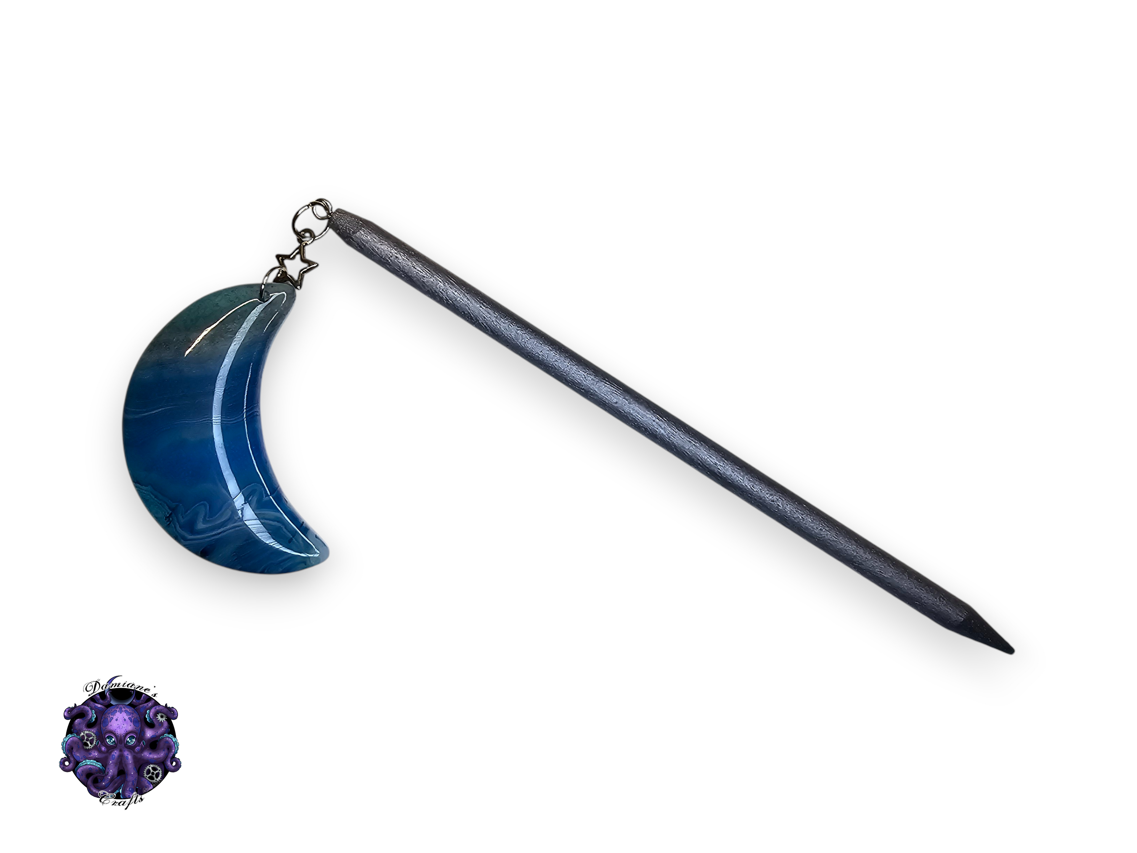 Wood hair stick, crescent moon, star, magic, witch, witch, cottagecore, fairycore, stone, mode accessory