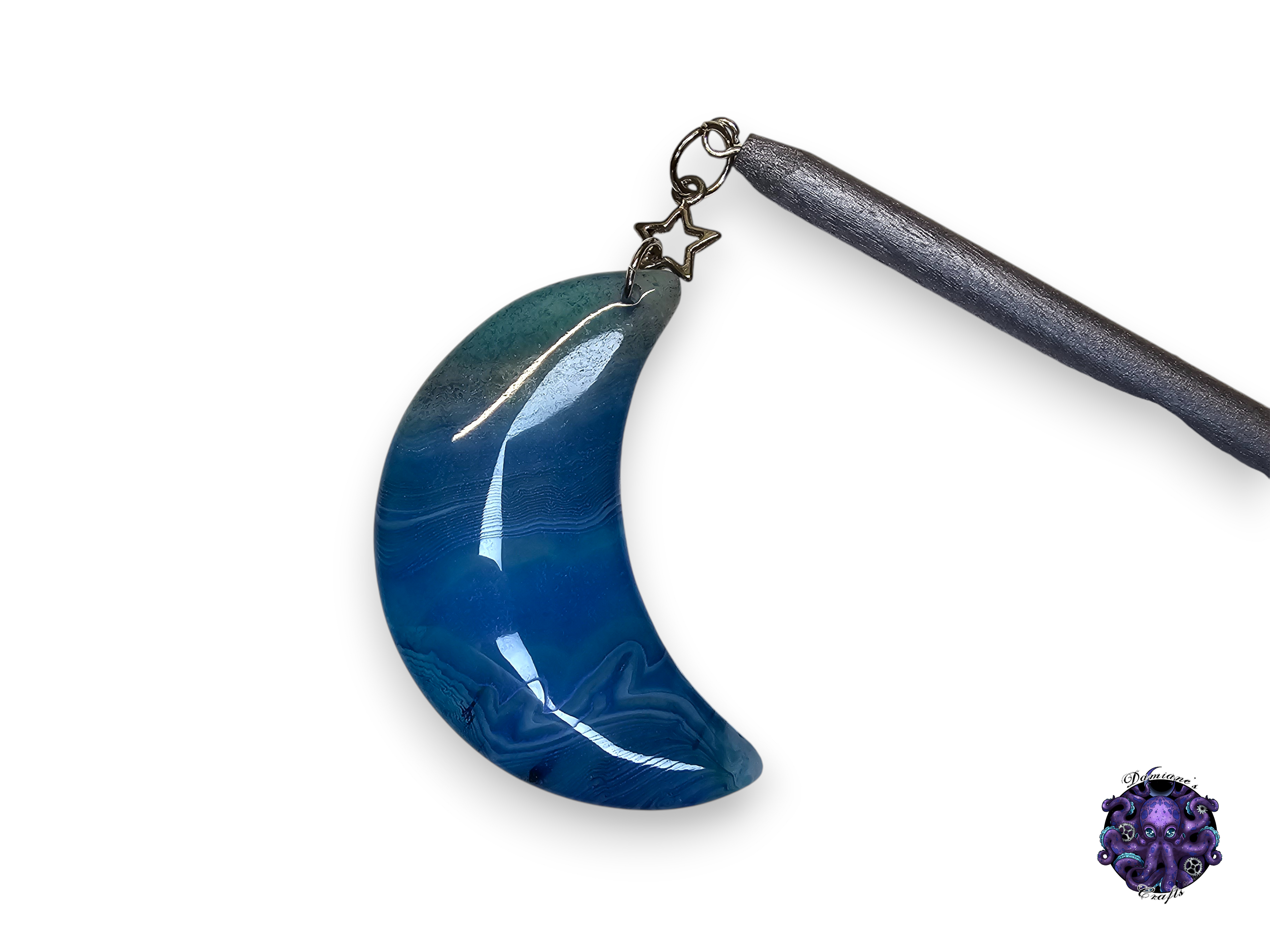 Wood hair stick, crescent moon, star, magic, witch, witch, cottagecore, fairycore, stone, mode accessory