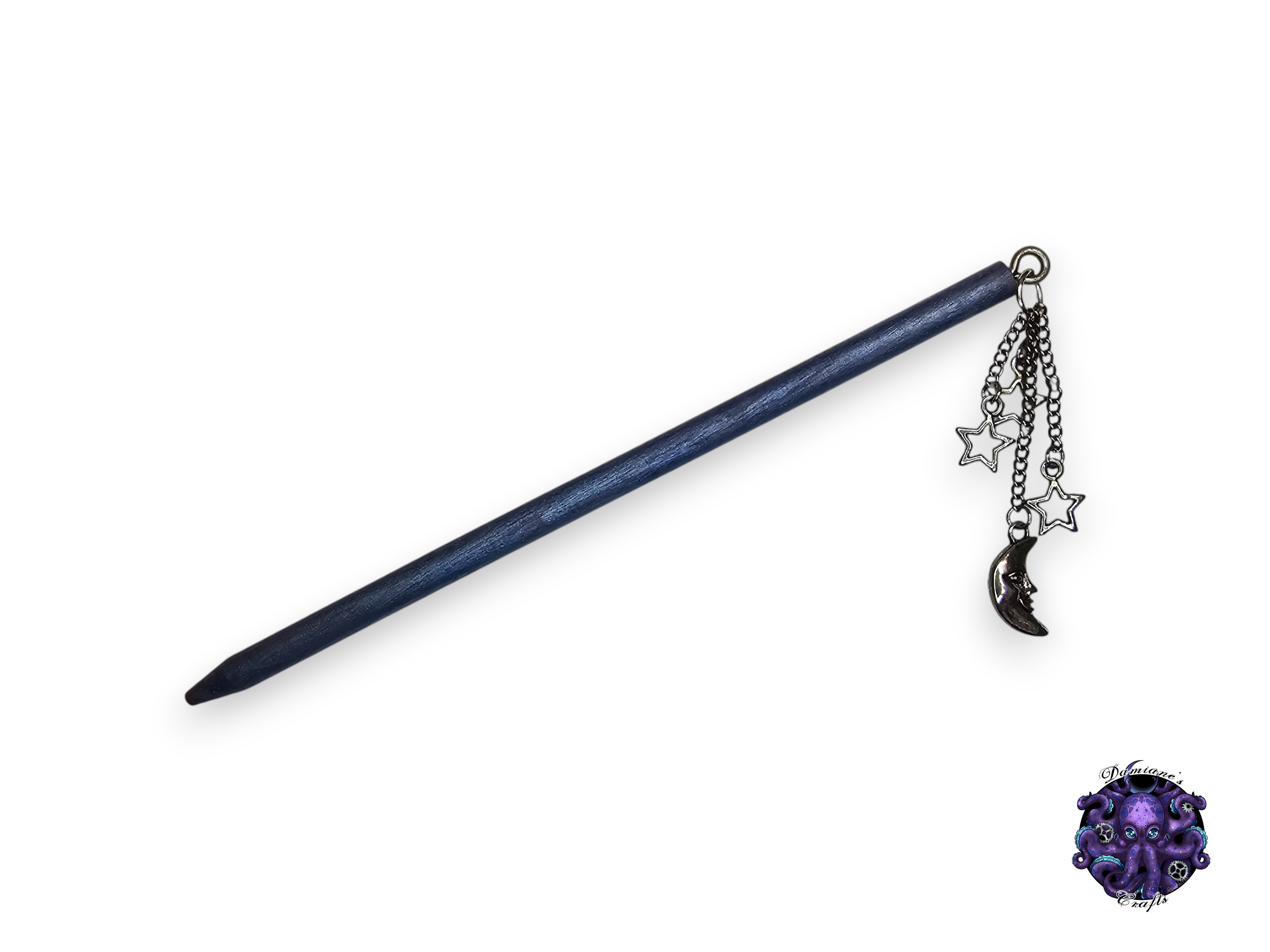 Wood hair stick, crescent moon, star, magic, witch, witch, cottagecore, fairycore, mode accessory
