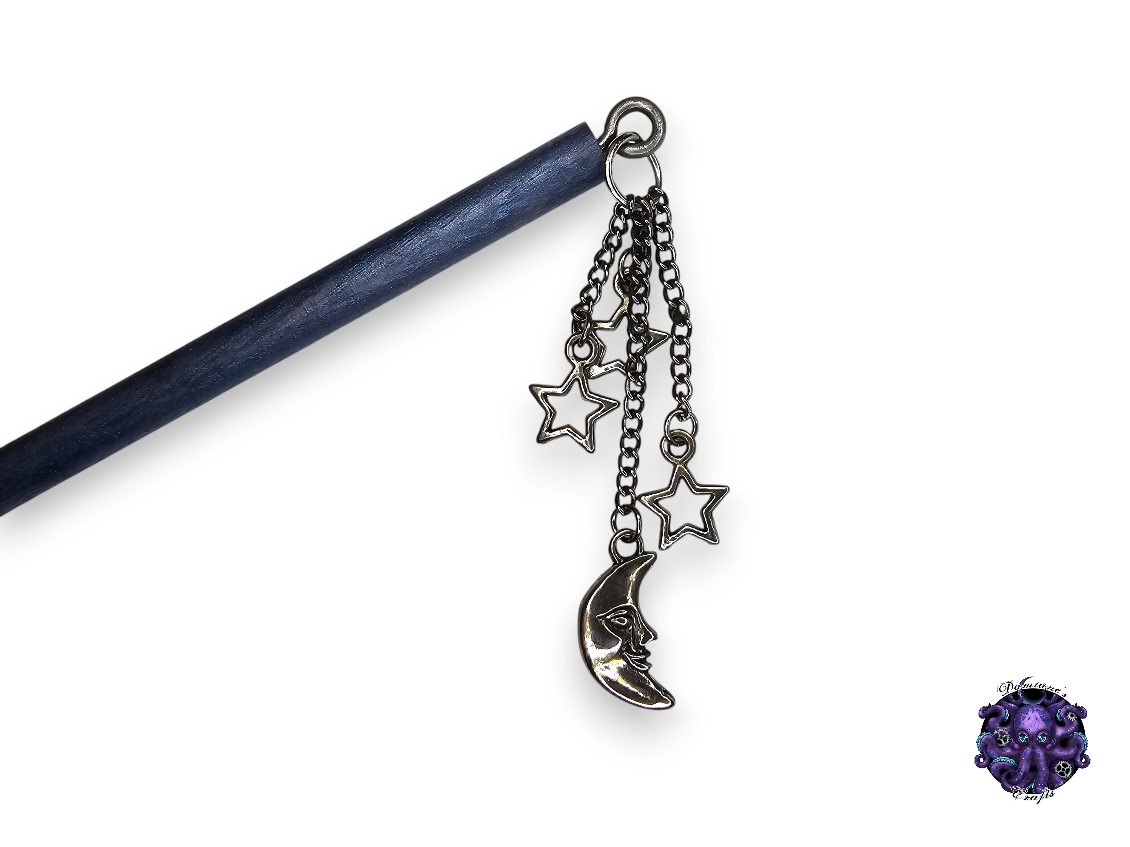 Wood hair stick, crescent moon, star, magic, witch, witch, cottagecore, fairycore, mode accessory