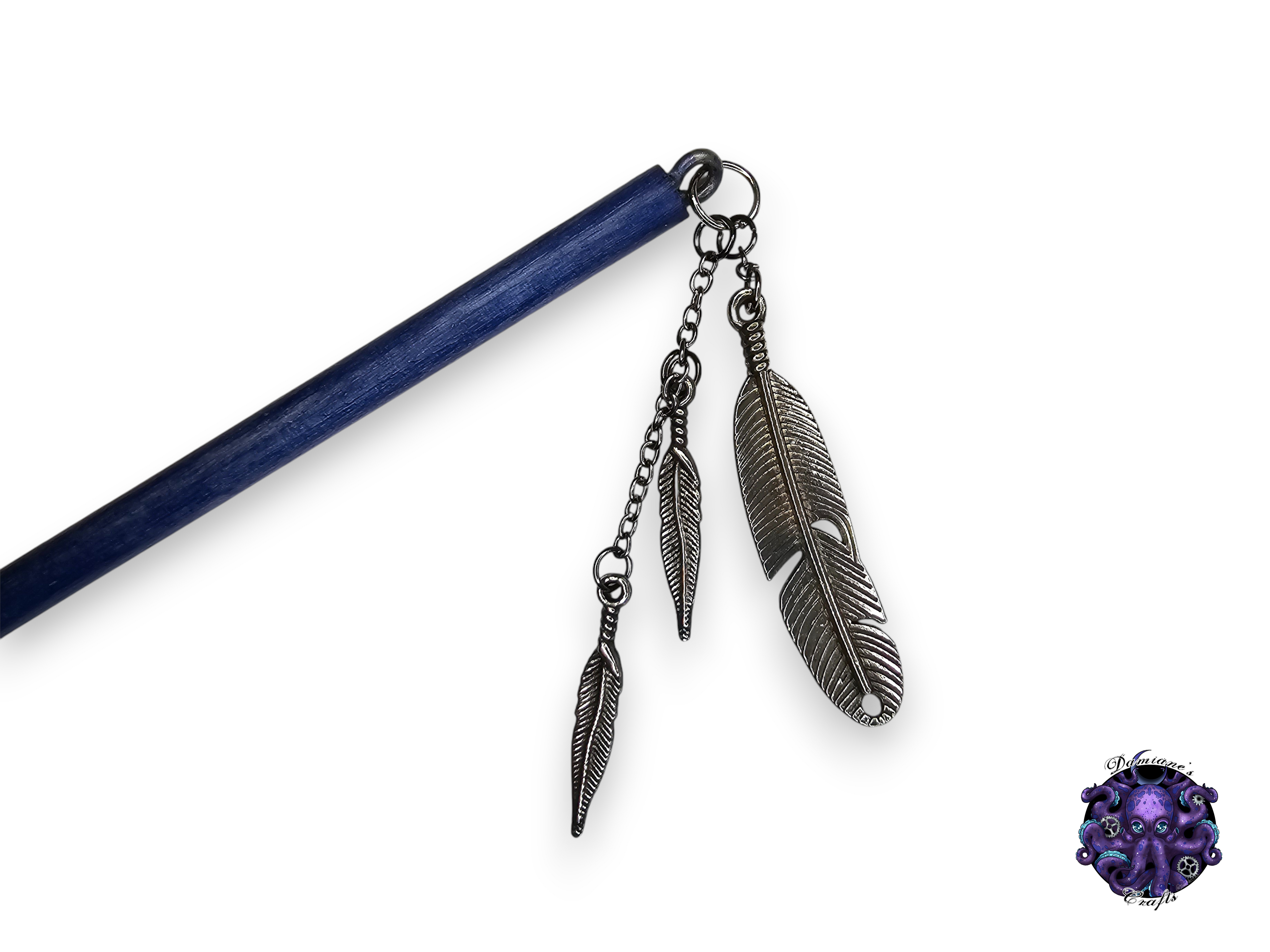 Wood hair stick, Feathers, magic, witch, witch, cottagecore, fairycore, mode accessory