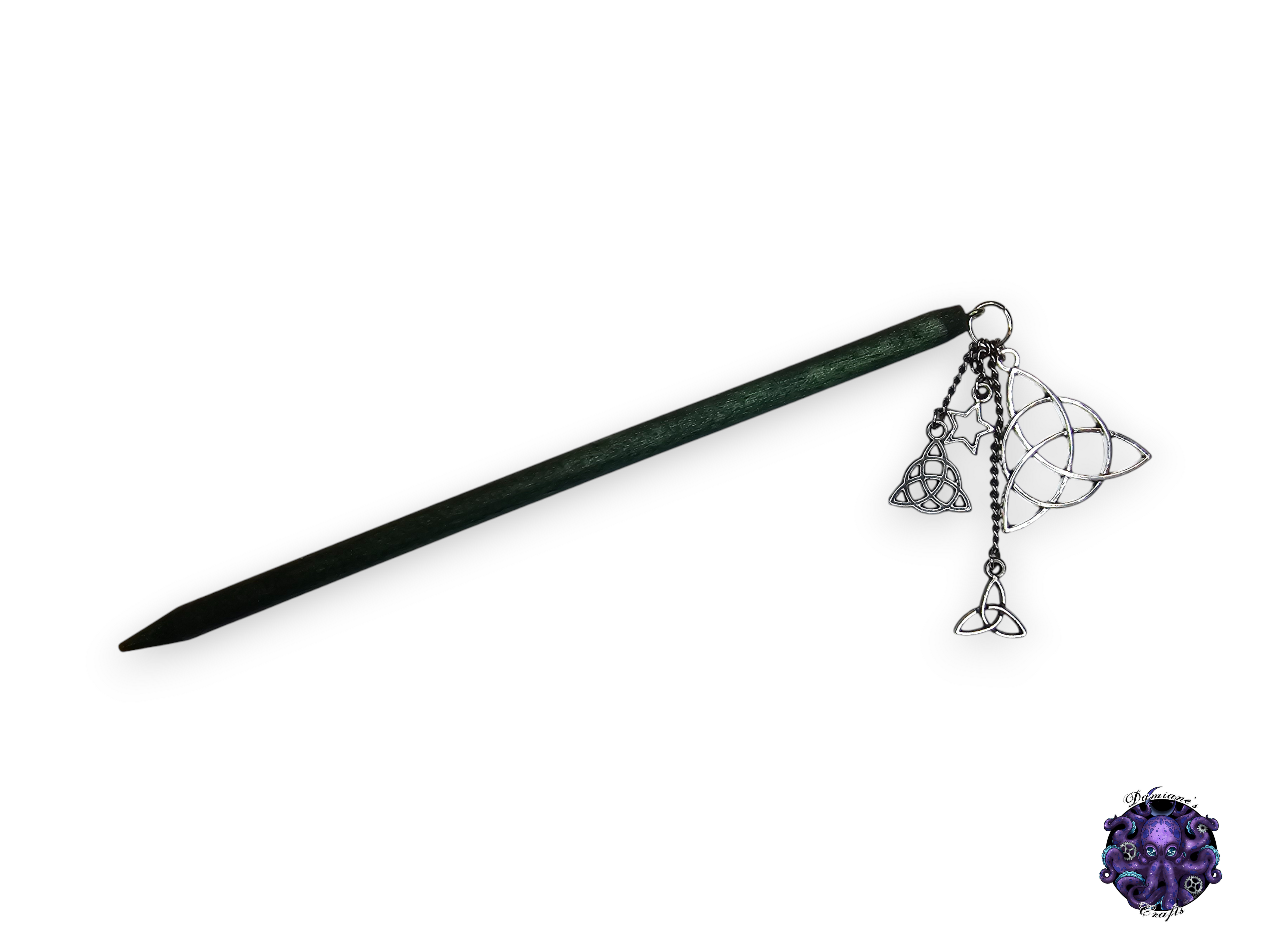 Wood hair stick, Triketra, celtic knot, magic, witch, witch, cottagecore, fairycore, mode accessory