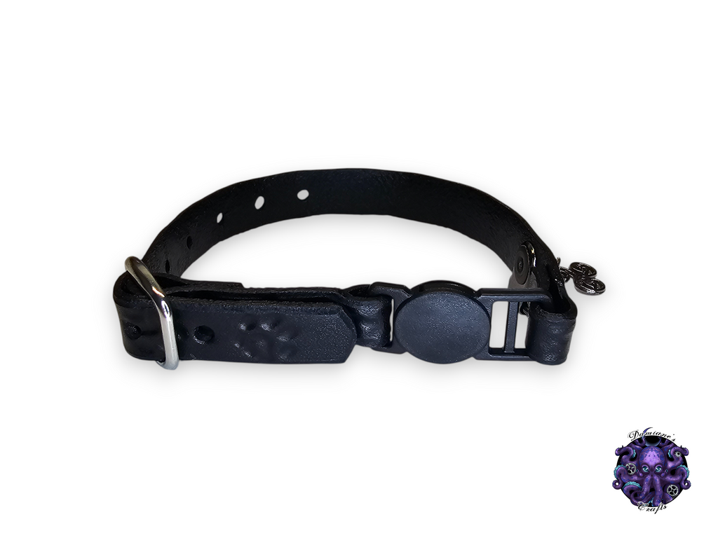 Real leather, Cat collar, ombre, paw print, security clip, charm, magic, pentagram, moon