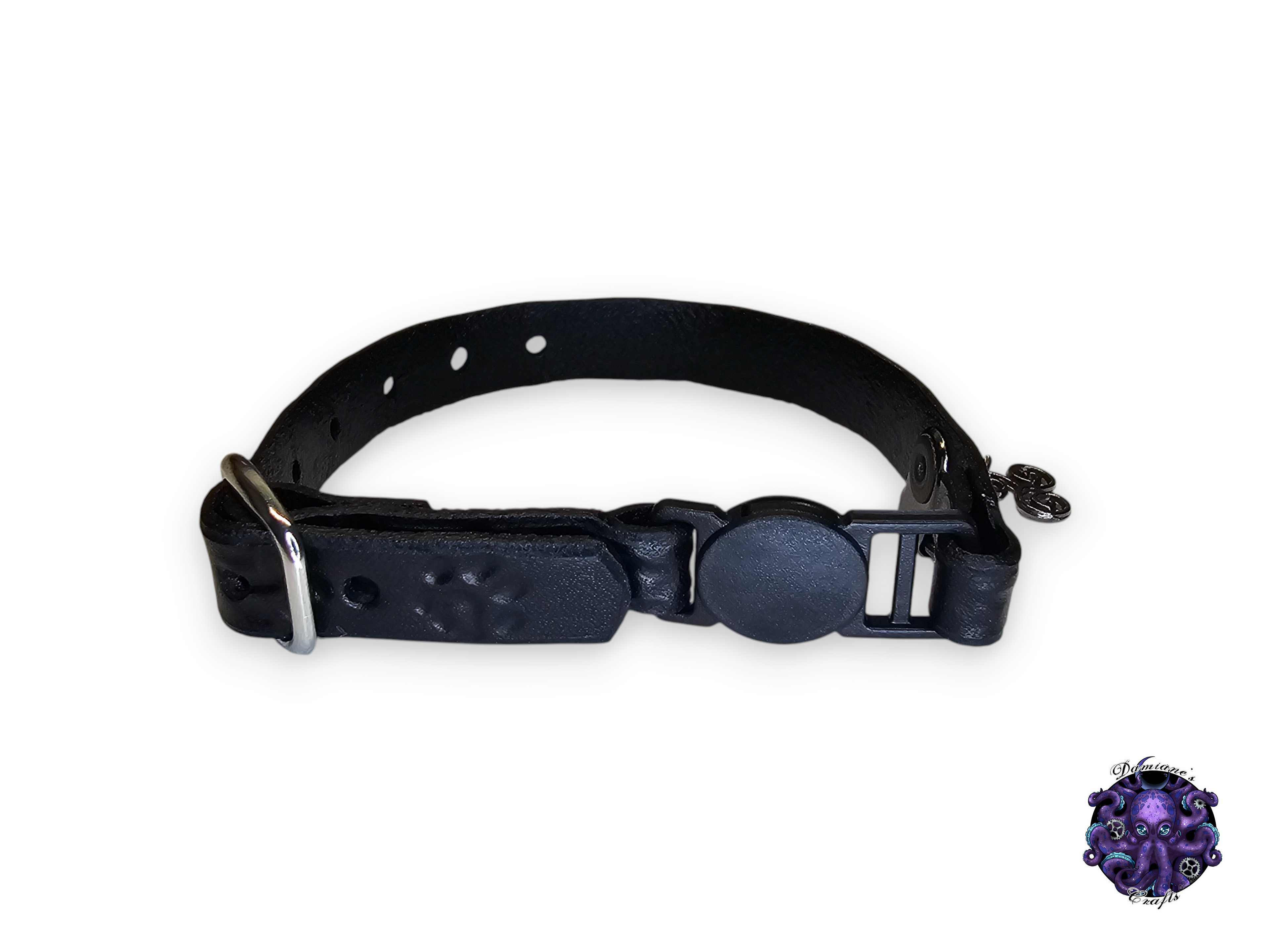 Real leather, Cat collar, ombre, paw print, security clip, charm, magic, pentagram, moon