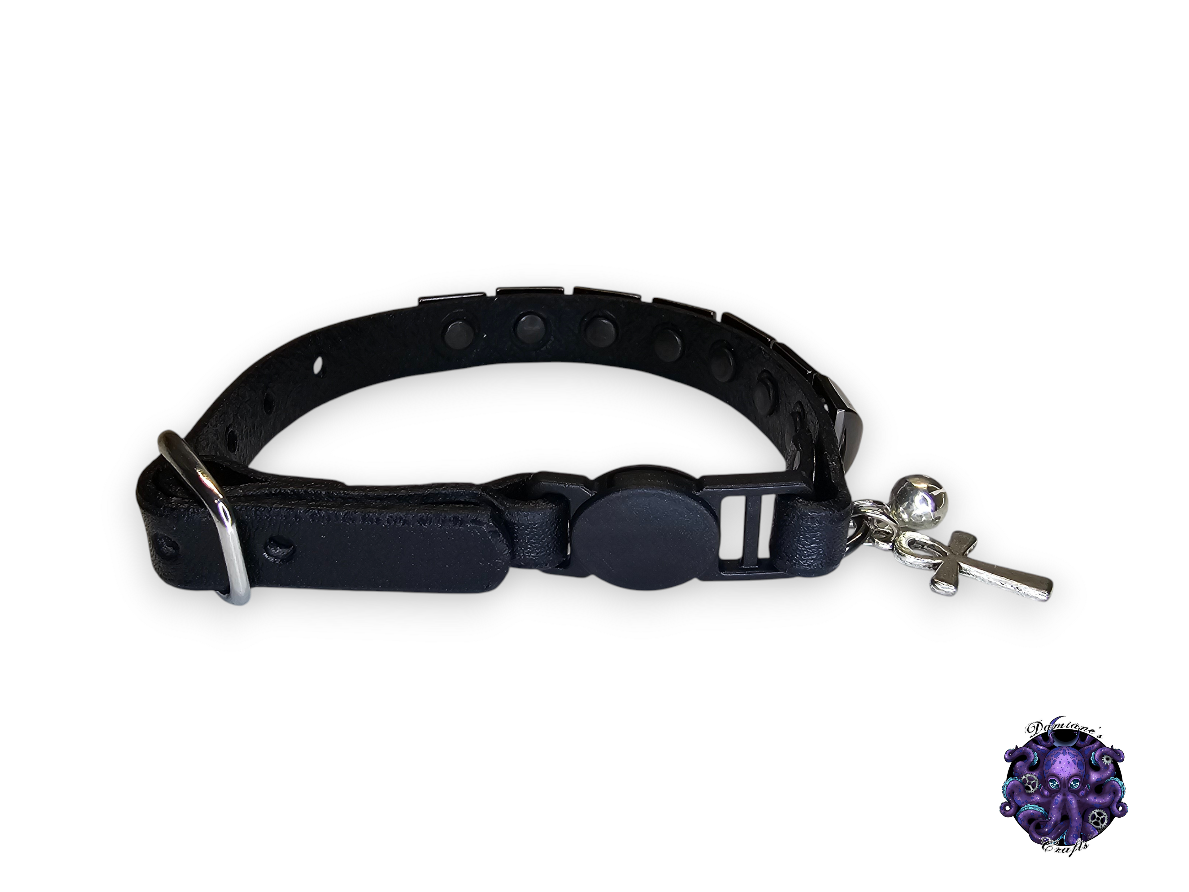Real leather, Cat collar, ombre, pyramid, security clip, charm, magic, pentagram, moon