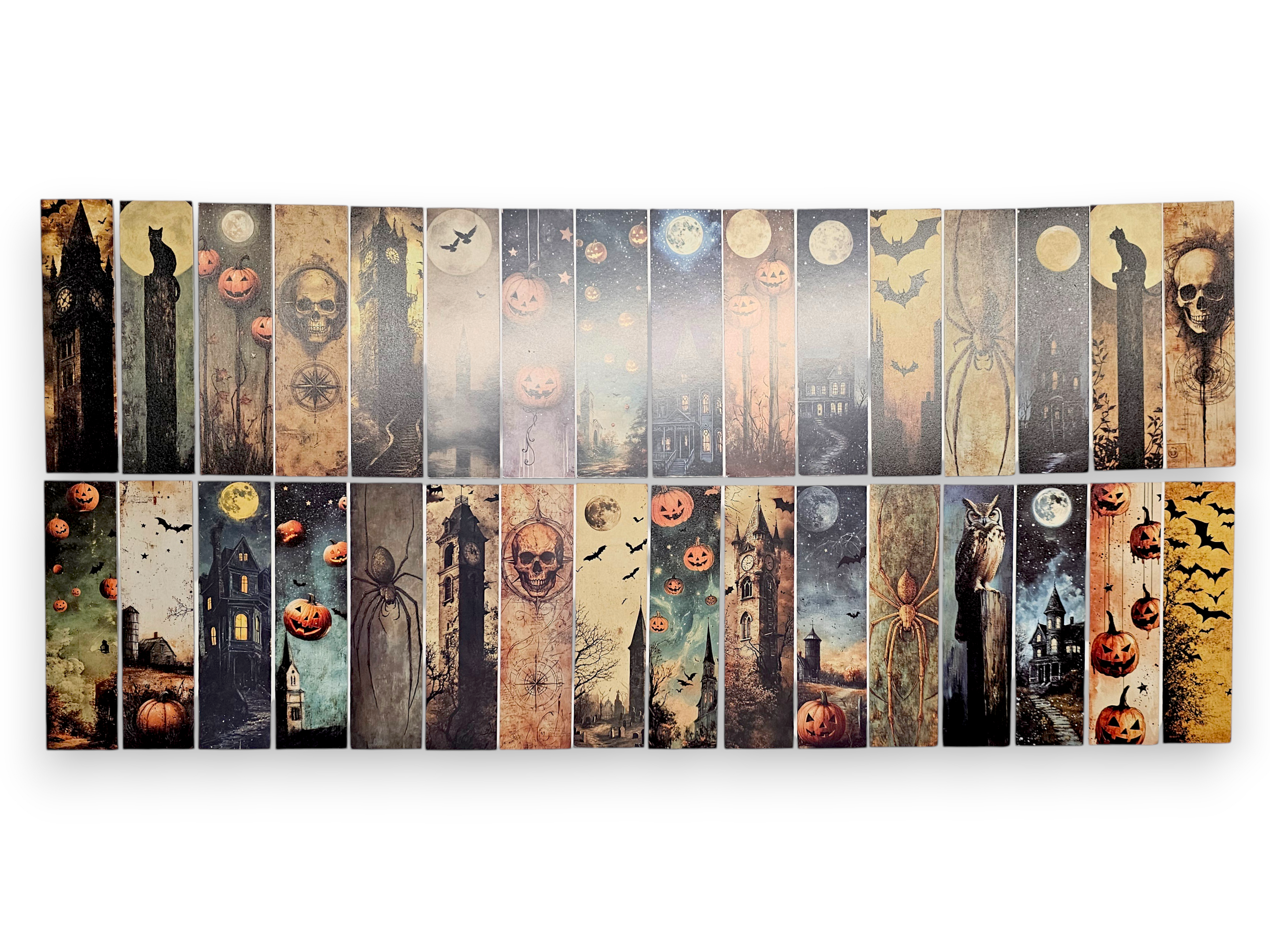 Pack of 5, Bookmark, cardboard, papercraft, scrapbooking, Dark, Halloween, Retro, Bat, Pumpkin, Cat, Spider, Mansion, Gothic, RANDOM