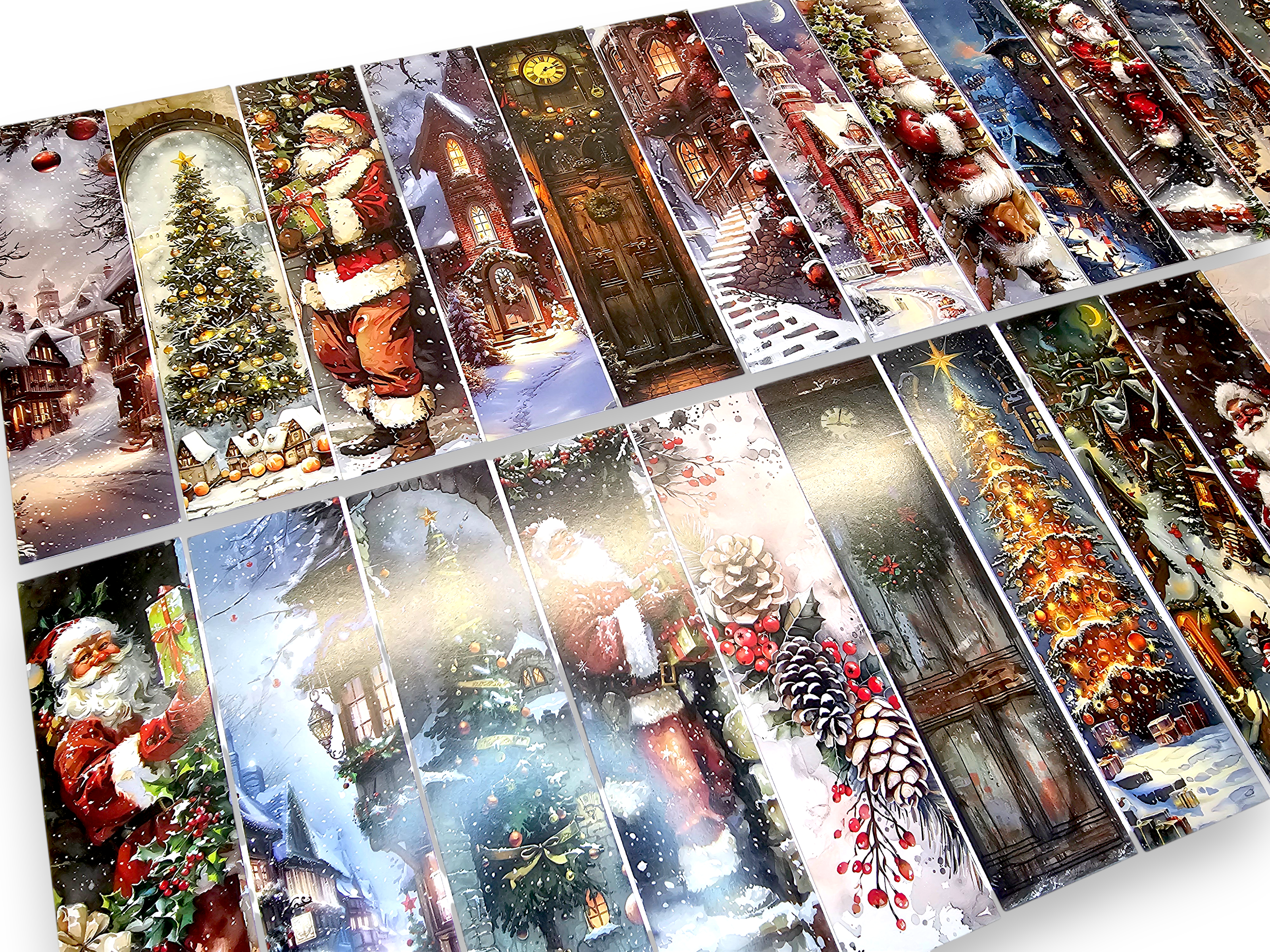 Pack of 5, Bookmark, cardboard, papercraft, scrapbooking, Christmas, Retro, Holiday, Tree, Santa, Snow, Door, Wreath, landscape, RANDOM