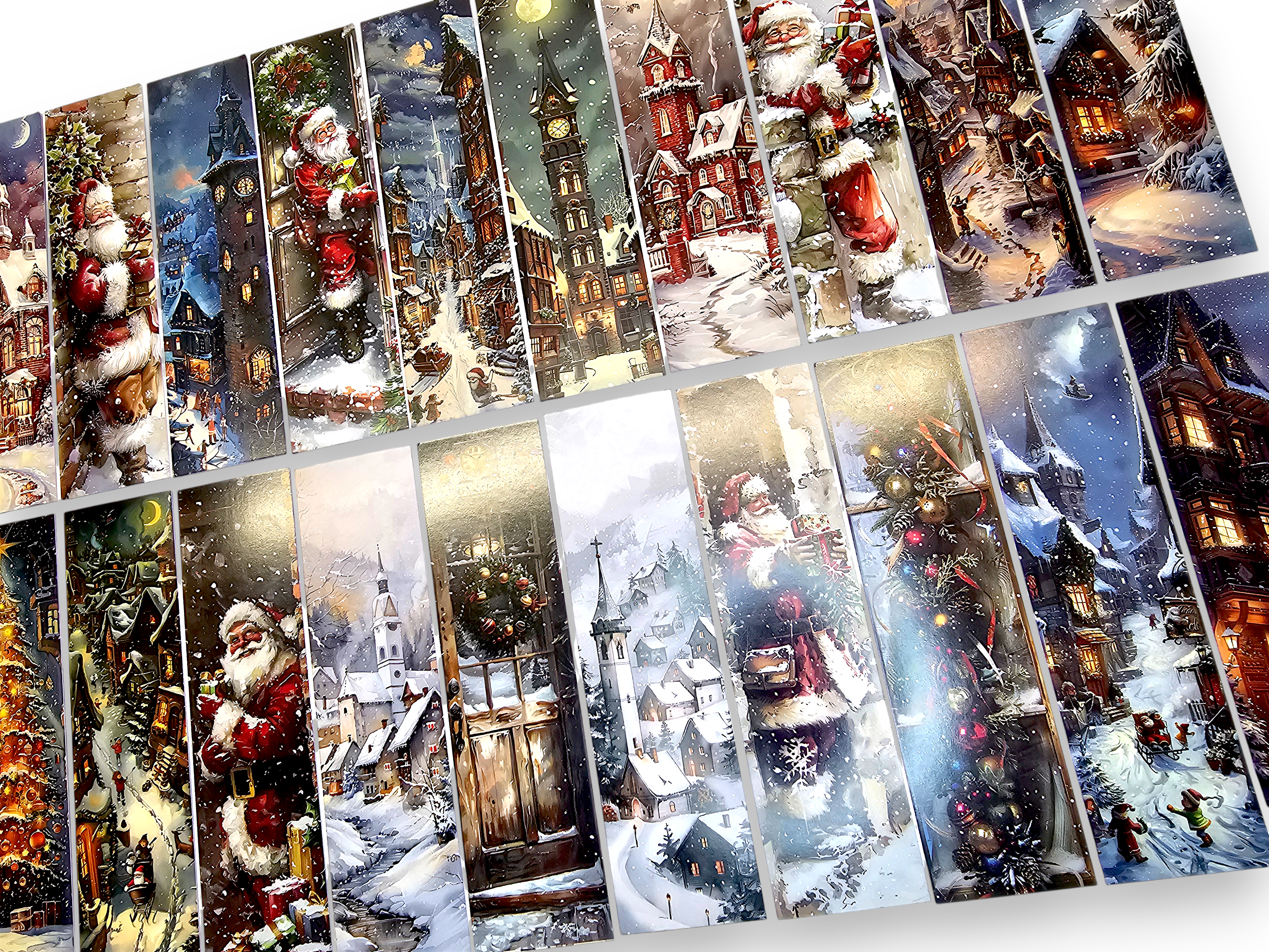 Pack of 5, Bookmark, cardboard, papercraft, scrapbooking, Christmas, Retro, Holiday, Tree, Santa, Snow, Door, Wreath, landscape, RANDOM