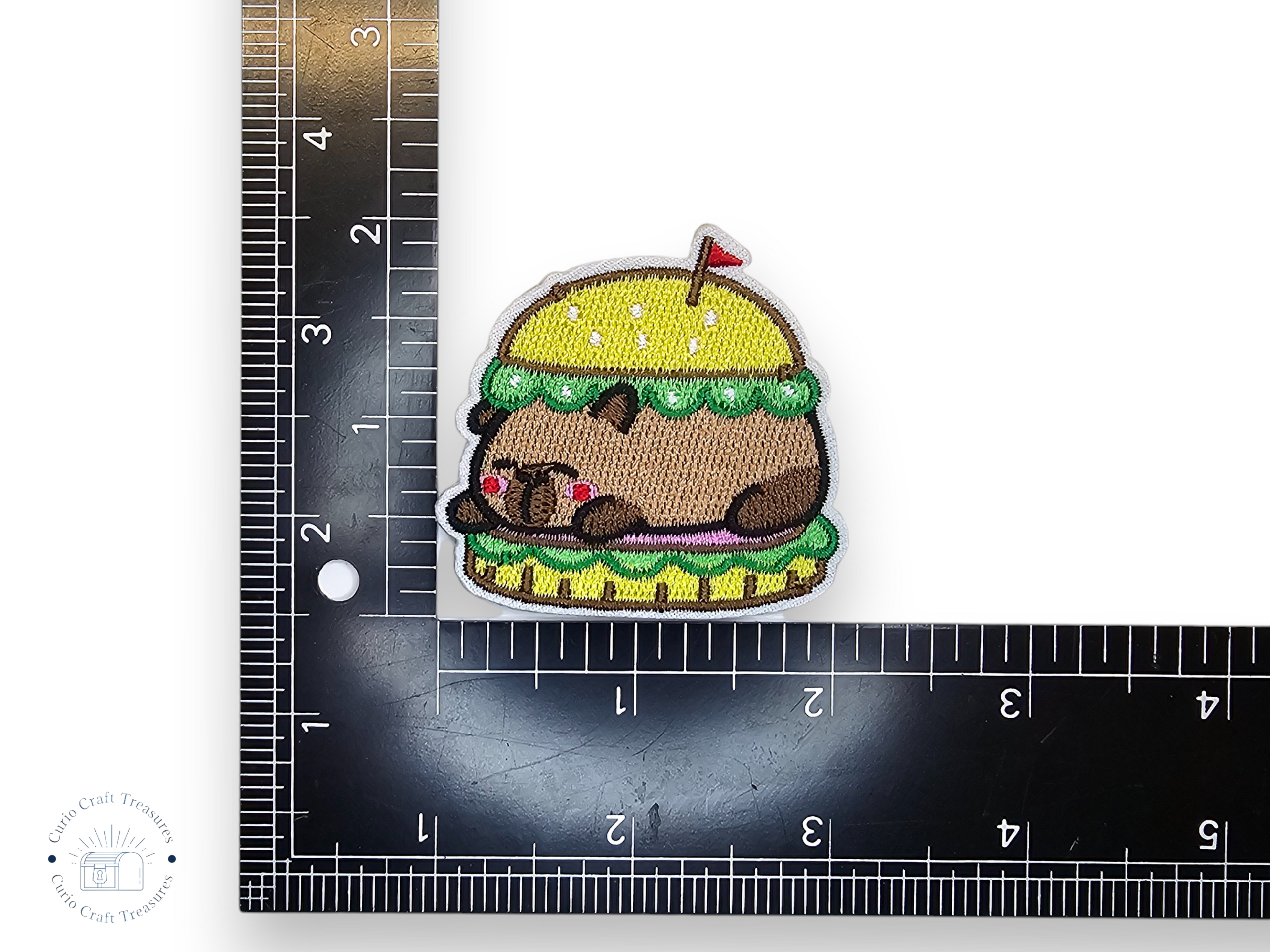 Embroided Patch, Iron on, Glue, Craft supply, Embroidery, Fabric, Capibara, apple, bread, avocado, burger, watermelon, cute, kawai, children