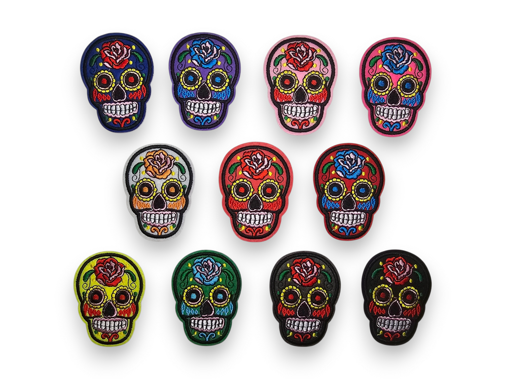 Embroided Patch, Iron on, Glue, Craft supply, Embroidery, Fabric, Skull, Dia de Muertos, mexico, holiday, festival, fiesta