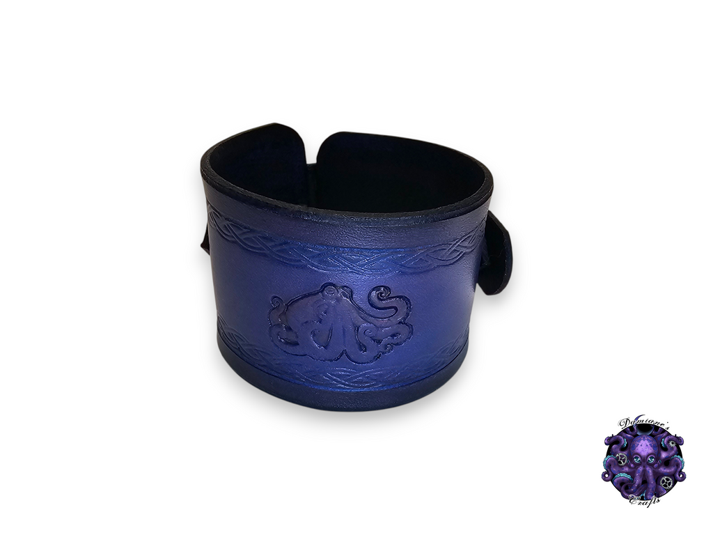 Cuero auténtico, pulsera, brazalete, brazalete, pulpo, steampunk, burbuja, gótico, punk, rock, metal, heavy metal, morado, accesorio de moda