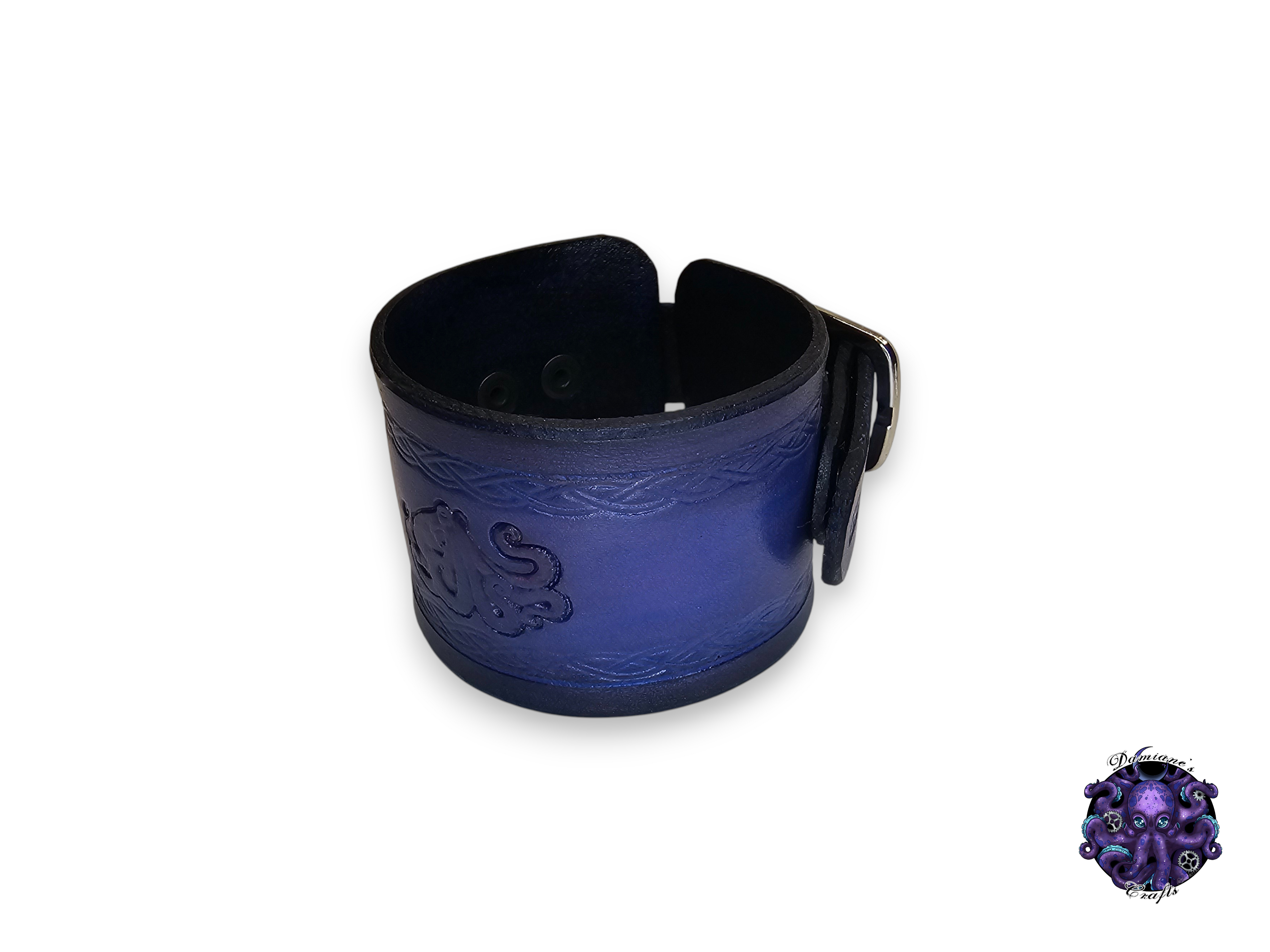 Real leather, Wristband, Wristcuff, Cuff, Bracelet, Octopus, Steampunk, bubble, gothic, punk, rock, metal, heavy metal, purple, mode accessory