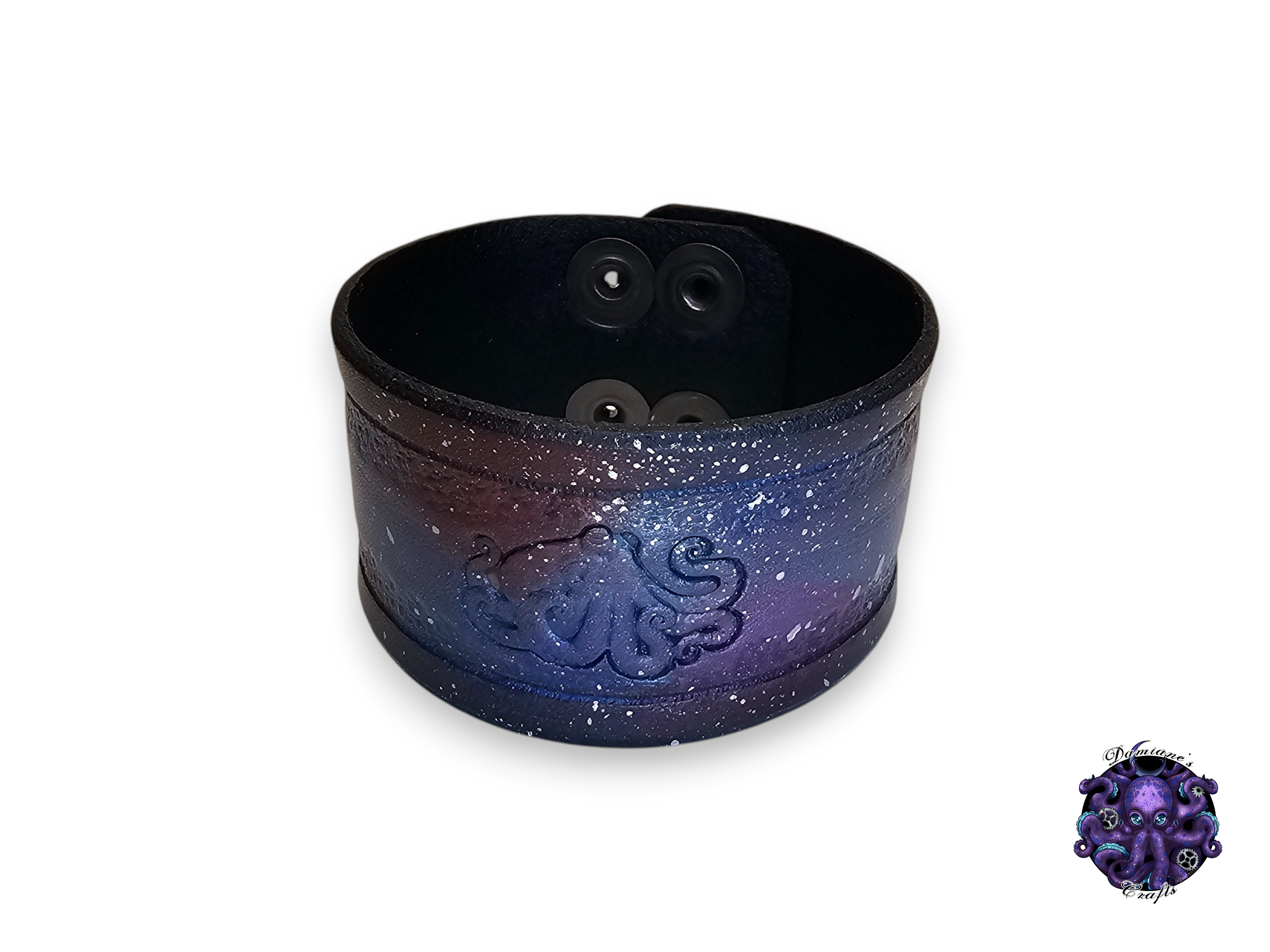 Real leather, Wristband, Wristcuff, Cuff, Bracelet, Octopus, bubble, steampunk, Medieval, gothic, punk, rock, metal, heavy metal, Nebula, mode accessory