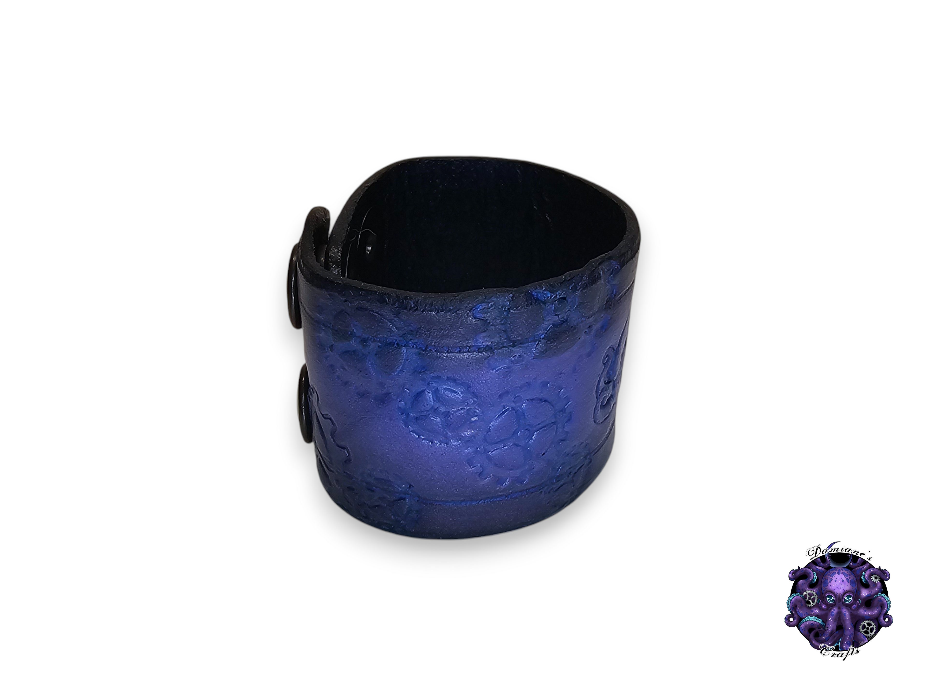 Cuero auténtico, pulsera, brazalete, brazalete, pulpo, engranajes, steampunk, medieval, gótico, punk, rock, metal, heavy metal, marrón, morado, accesorio de moda