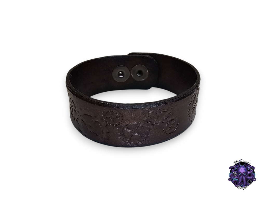 Cuero auténtico, pulsera, brazalete, brazalete, engranajes, steampunk, medieval, gótico, punk, rock, metal, heavy metal, marrón, accesorio de moda