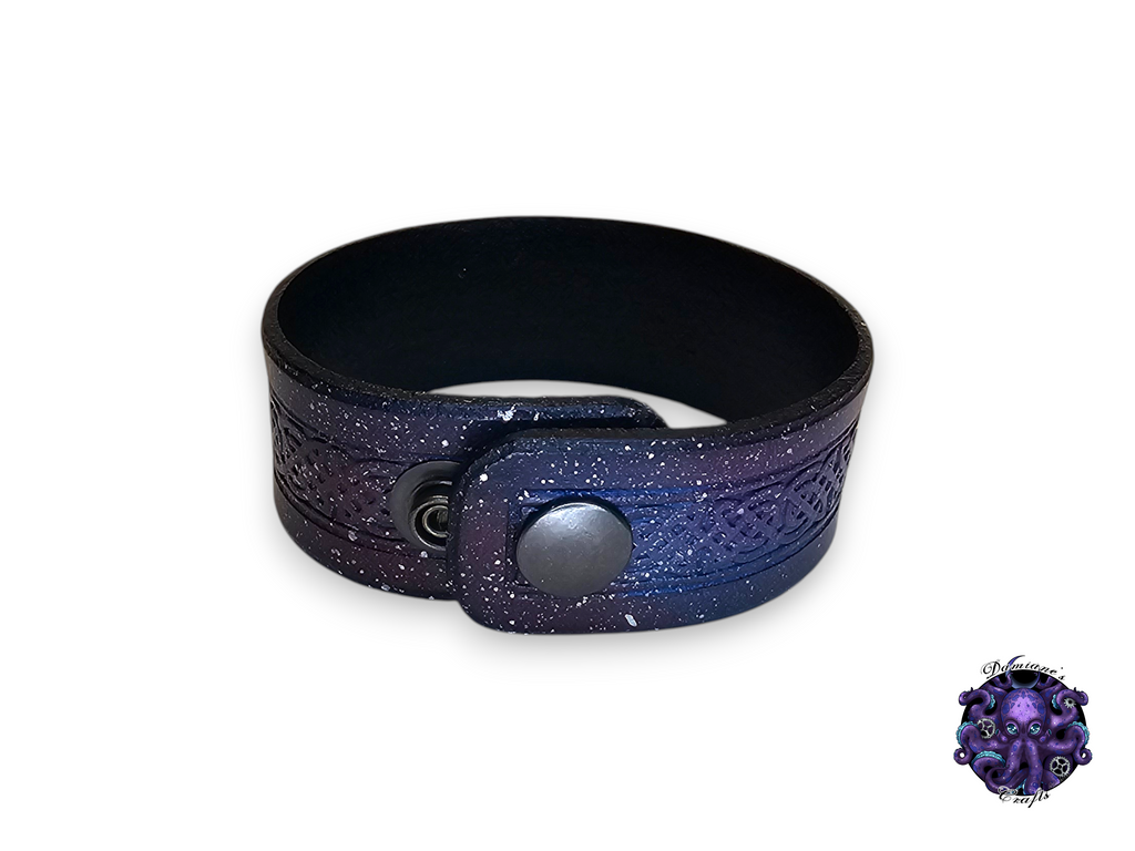 Cuero auténtico, pulsera, brazalete, brazalete, nudo celta, medieval, gótico, punk, rock, metal, heavy metal, accesorio de moda