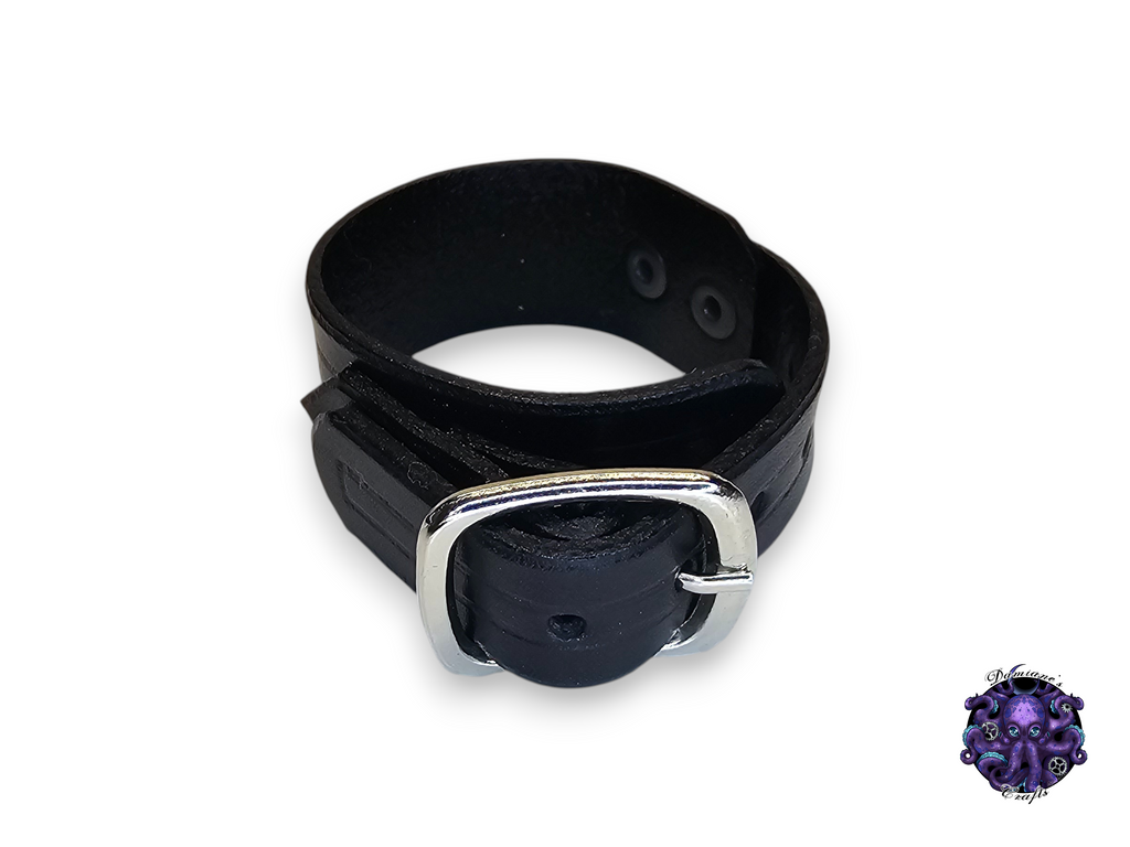 Cuero auténtico, pulsera, brazalete, brazalete, correa, hebilla, medieval, gótico, punk, rock, metal, heavy metal, accesorio de moda