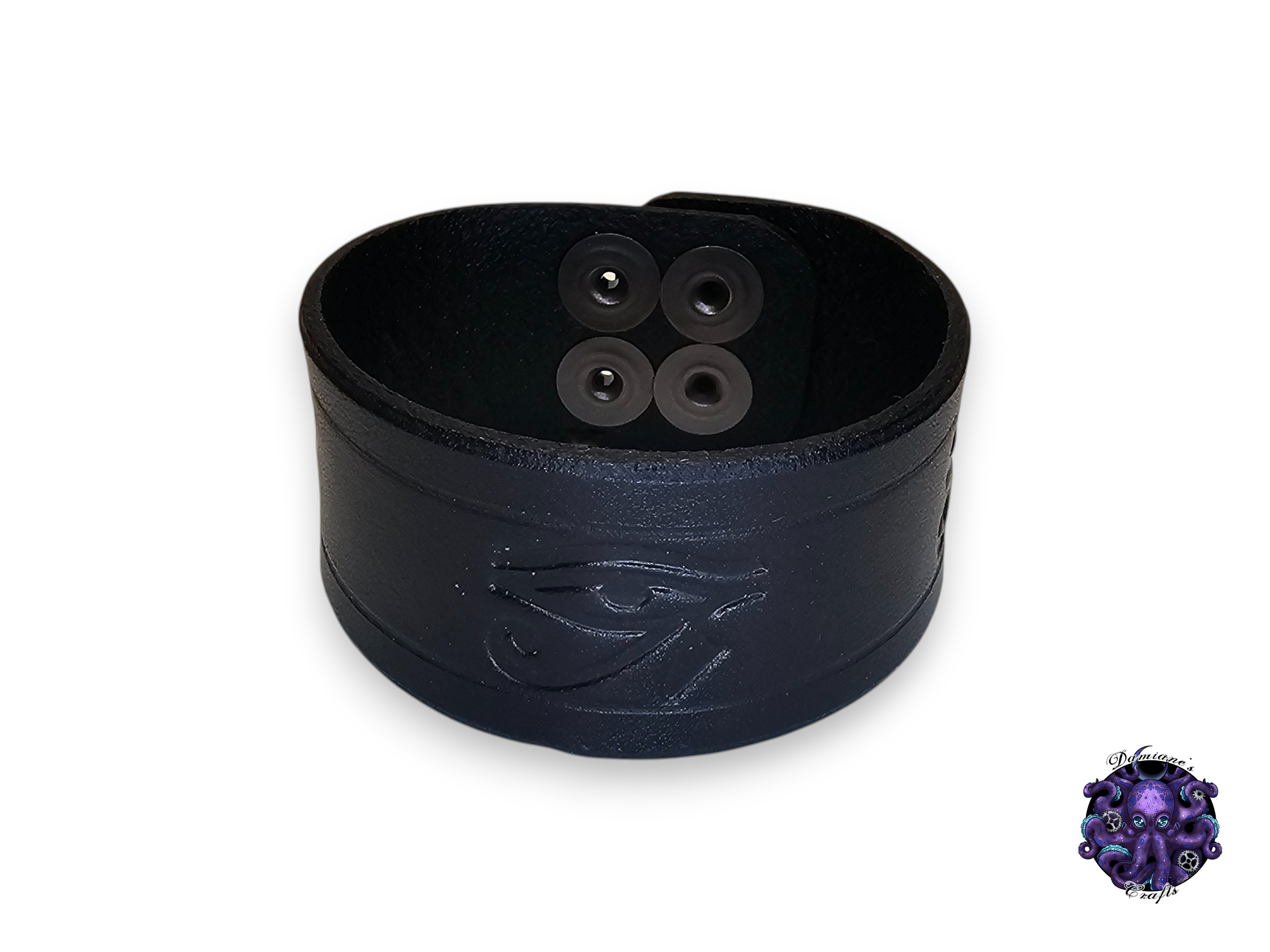 Real leather, Wristband, Wristcuff, Cuff, Bracelet, Ra eye, Egypt, Egyptian, Medieval, gothic, punk, rock, metal, heavy metal, mode accessory, black