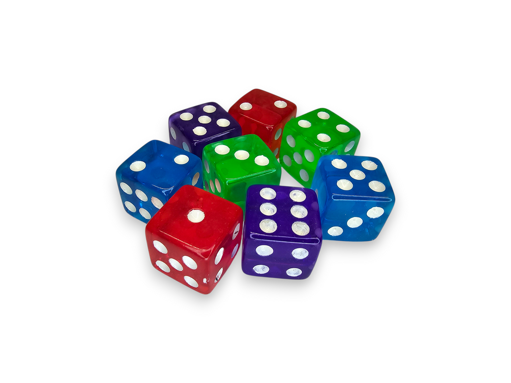 Dados acrílicos, D6, juego, paquete de 6, paquete de 8, paquete de 12, juego de mesa, juegos, multicolor