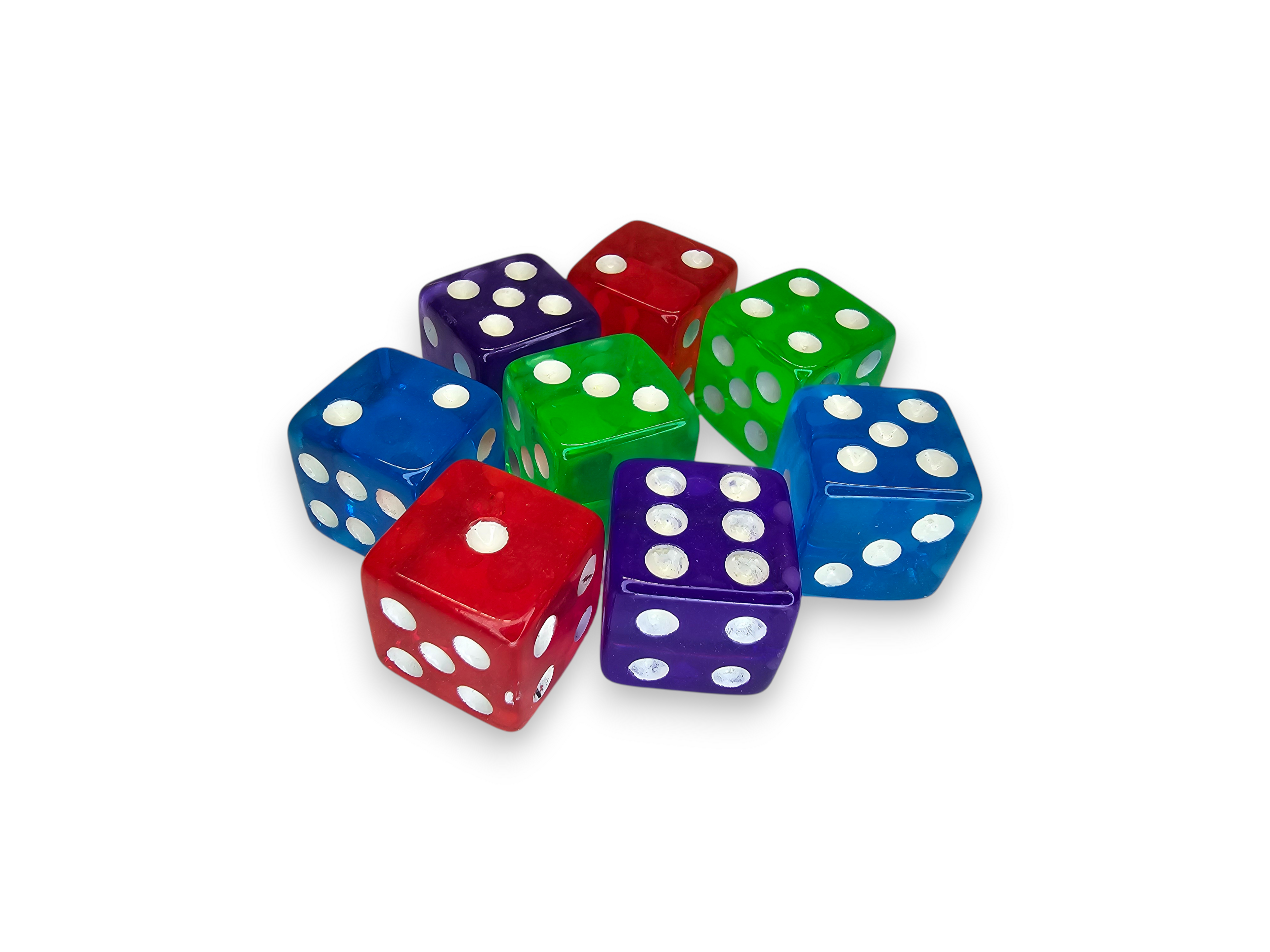 Dados acrílicos, D6, juego, paquete de 6, paquete de 8, paquete de 12, juego de mesa, juegos, multicolor
