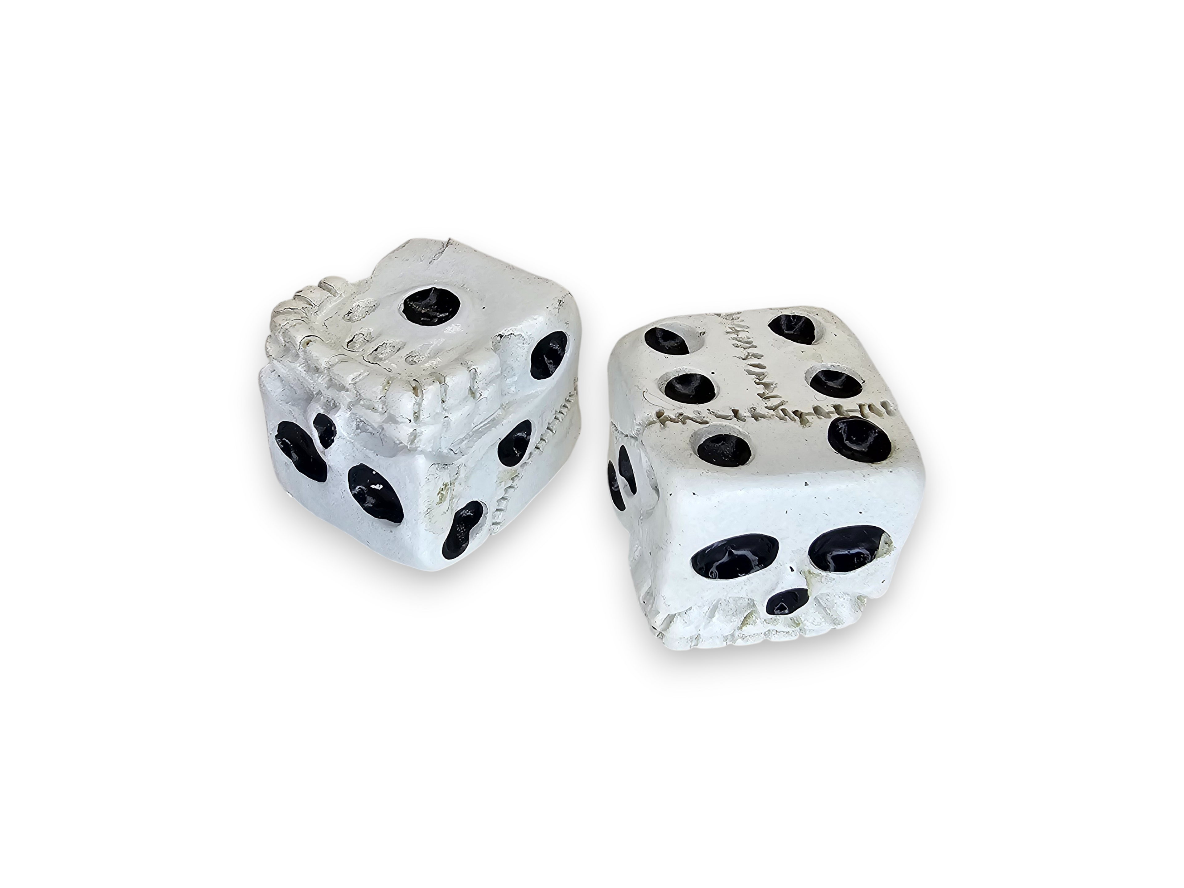 Acrylic Dice, D6, set of 2, Skull, board game, gaming, black, white