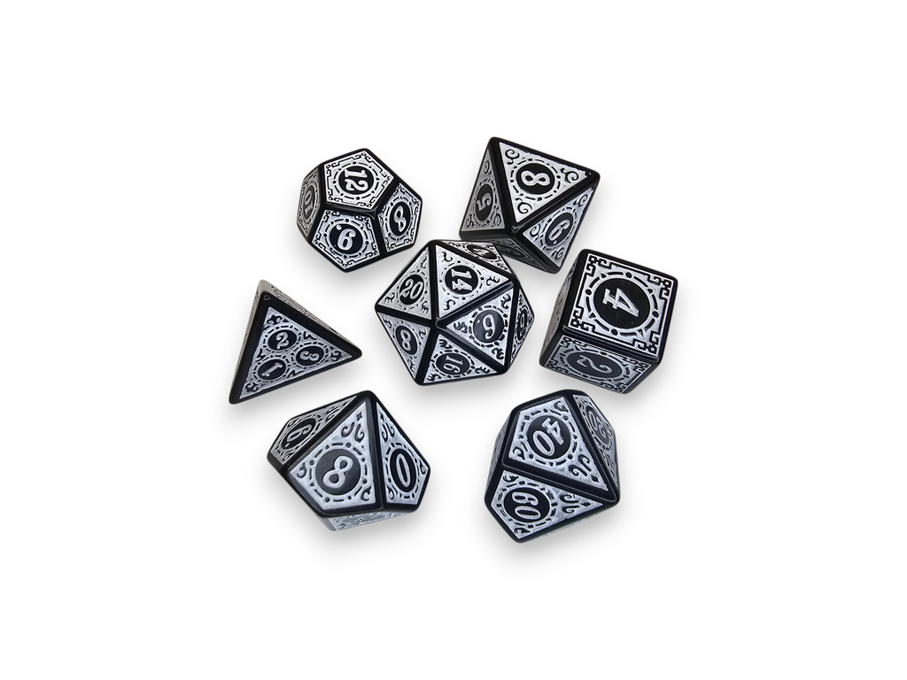 Dados acrílicos, poliédricos, juegos, grabados, mate, DnD, mazmorras, dragón, juego de mesa, juegos