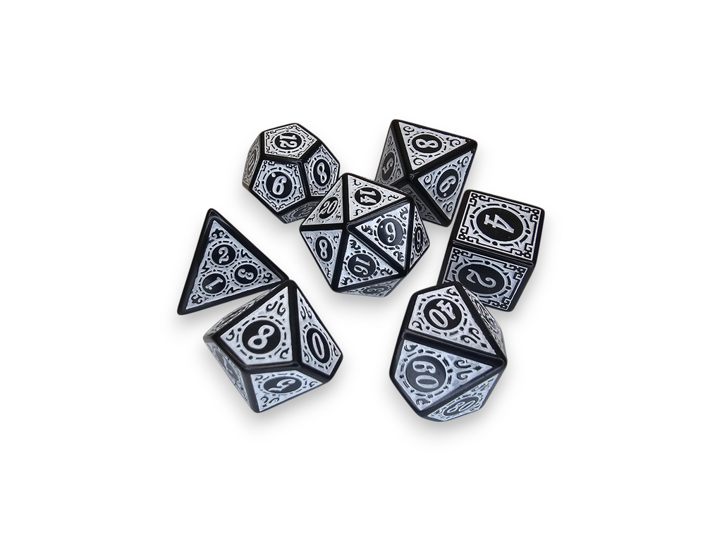 Dados acrílicos, poliédricos, juegos, grabados, mate, DnD, mazmorras, dragón, juego de mesa, juegos
