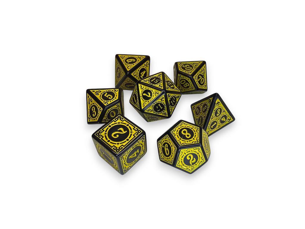 Dados acrílicos, poliédricos, juegos, grabados, mate, DnD, mazmorras, dragón, juego de mesa, juegos
