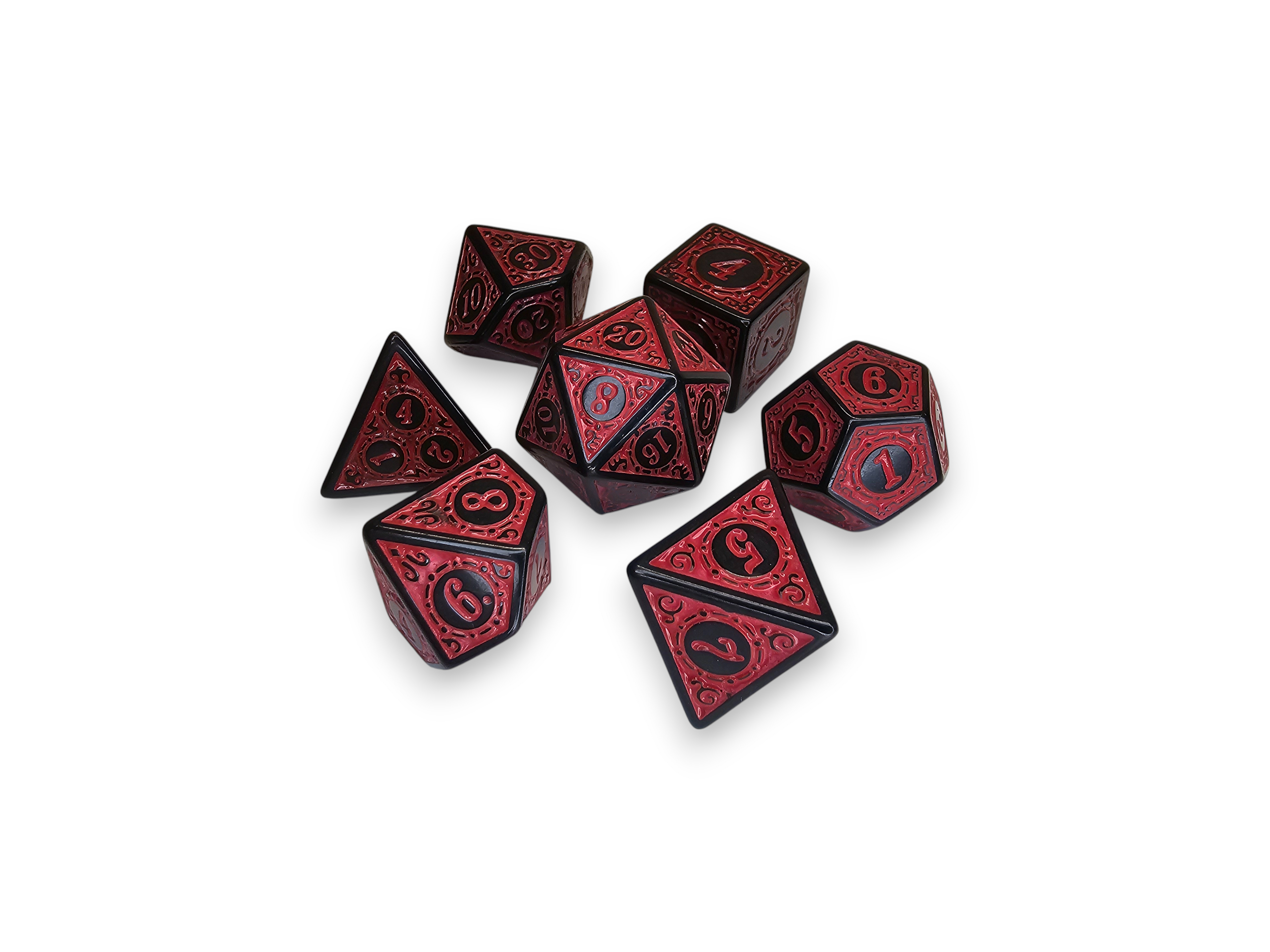 Dados acrílicos, poliédricos, juegos, grabados, mate, DnD, mazmorras, dragón, juego de mesa, juegos