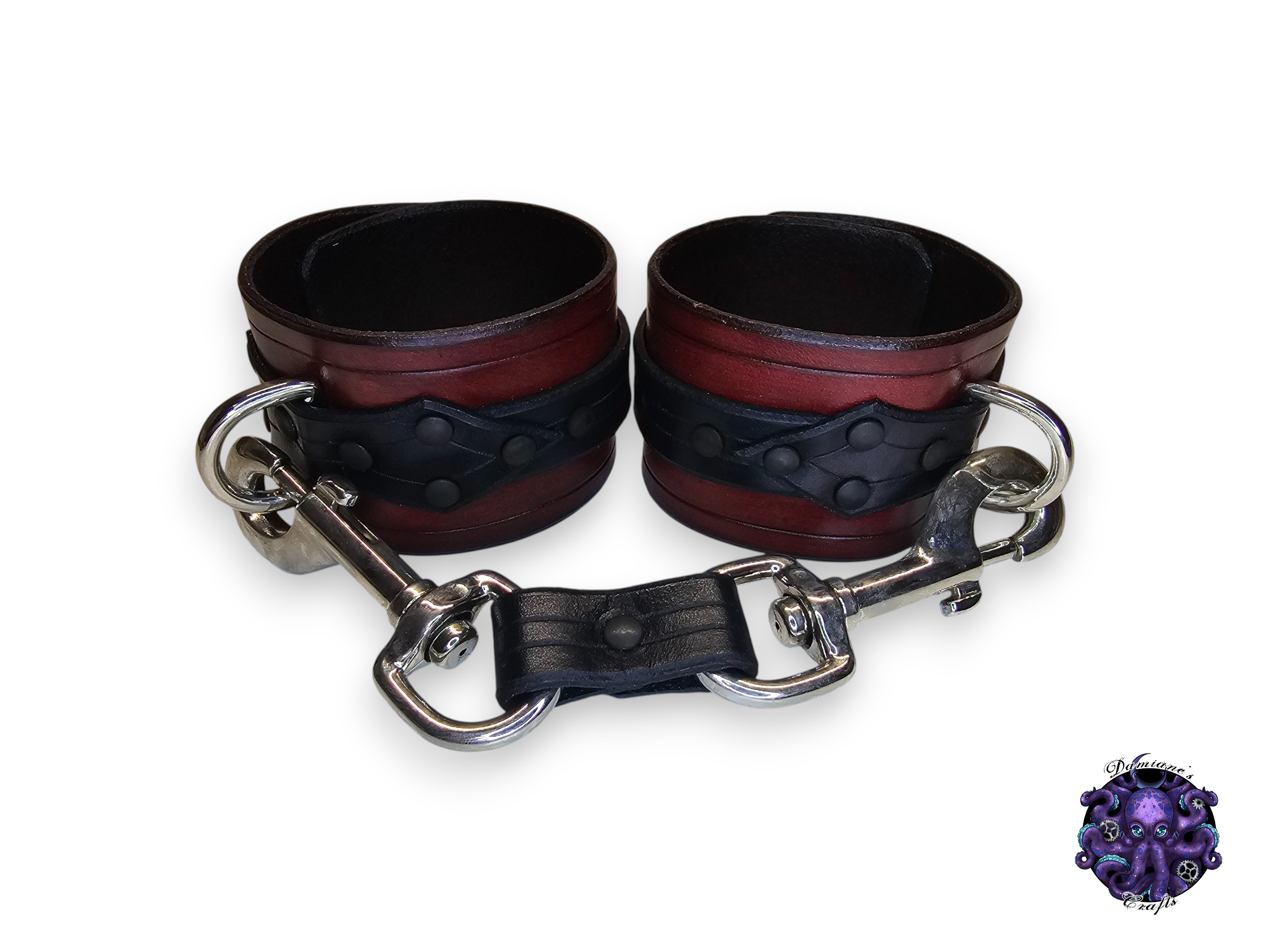 Real leather, Handcuff, Wristcuff, Cuff, double point, Medieval, gothic, punk, rock, metal, heavy metal, mode accessory, bdsm, wrist, restrains