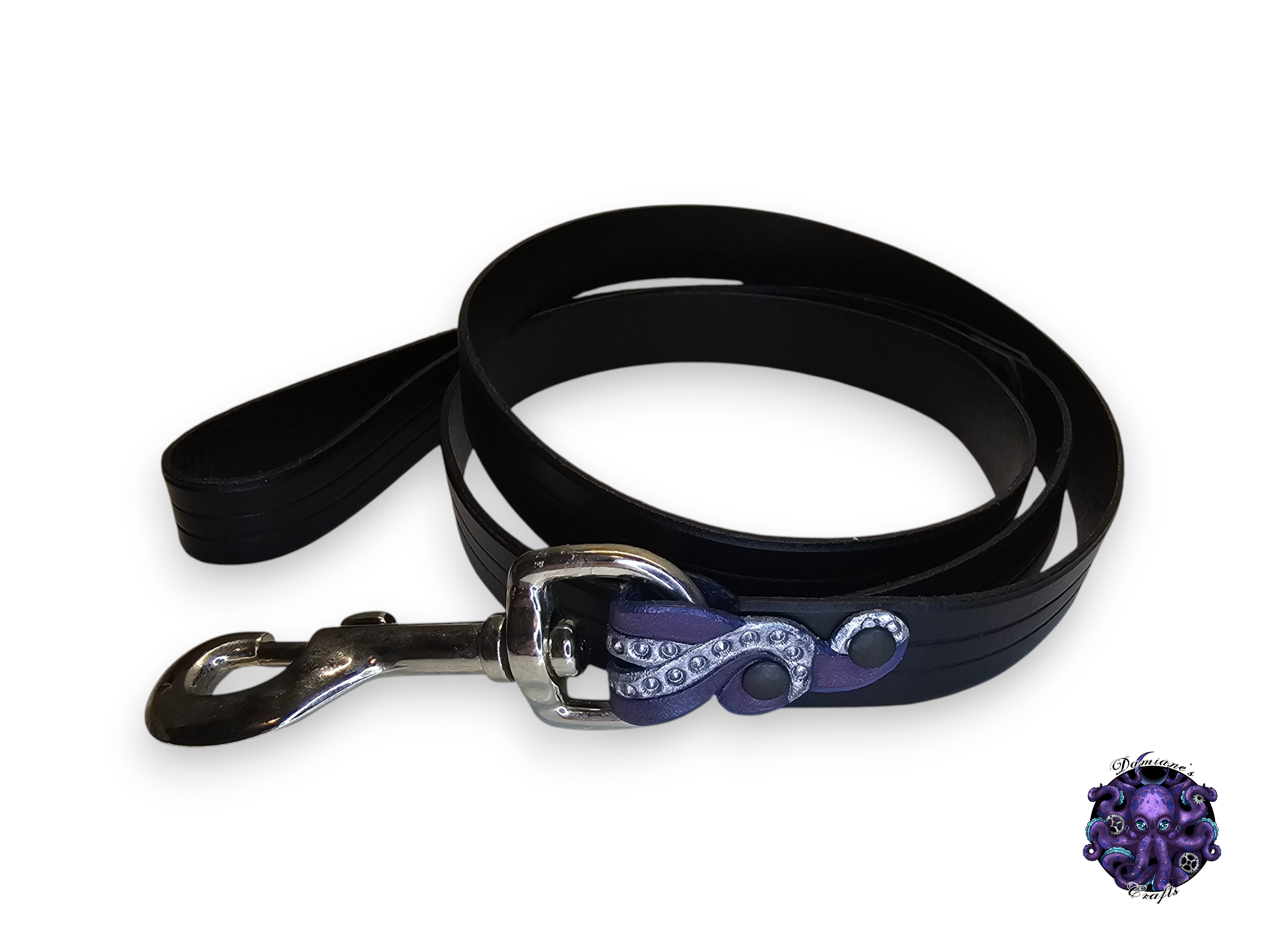 Real leather, Leash, Tentacle, steampunk, Snap hook, Medieval, gothic, punk, rock, metal, heavy metal, mode accessory, bdsm, dog