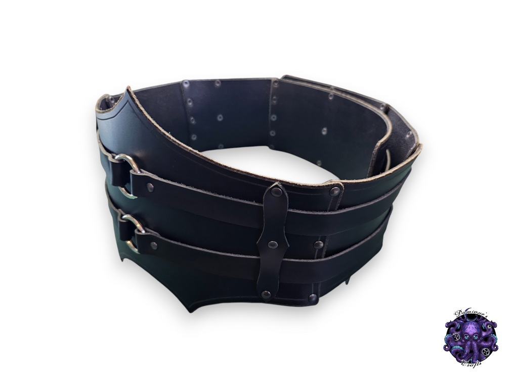 Cuero auténtico, cinturón, anillos, resistente, grueso, pirata, disfraz, cosplay, LARP, Halloween, negro, punk, gótico, metal, accesorio de moda
