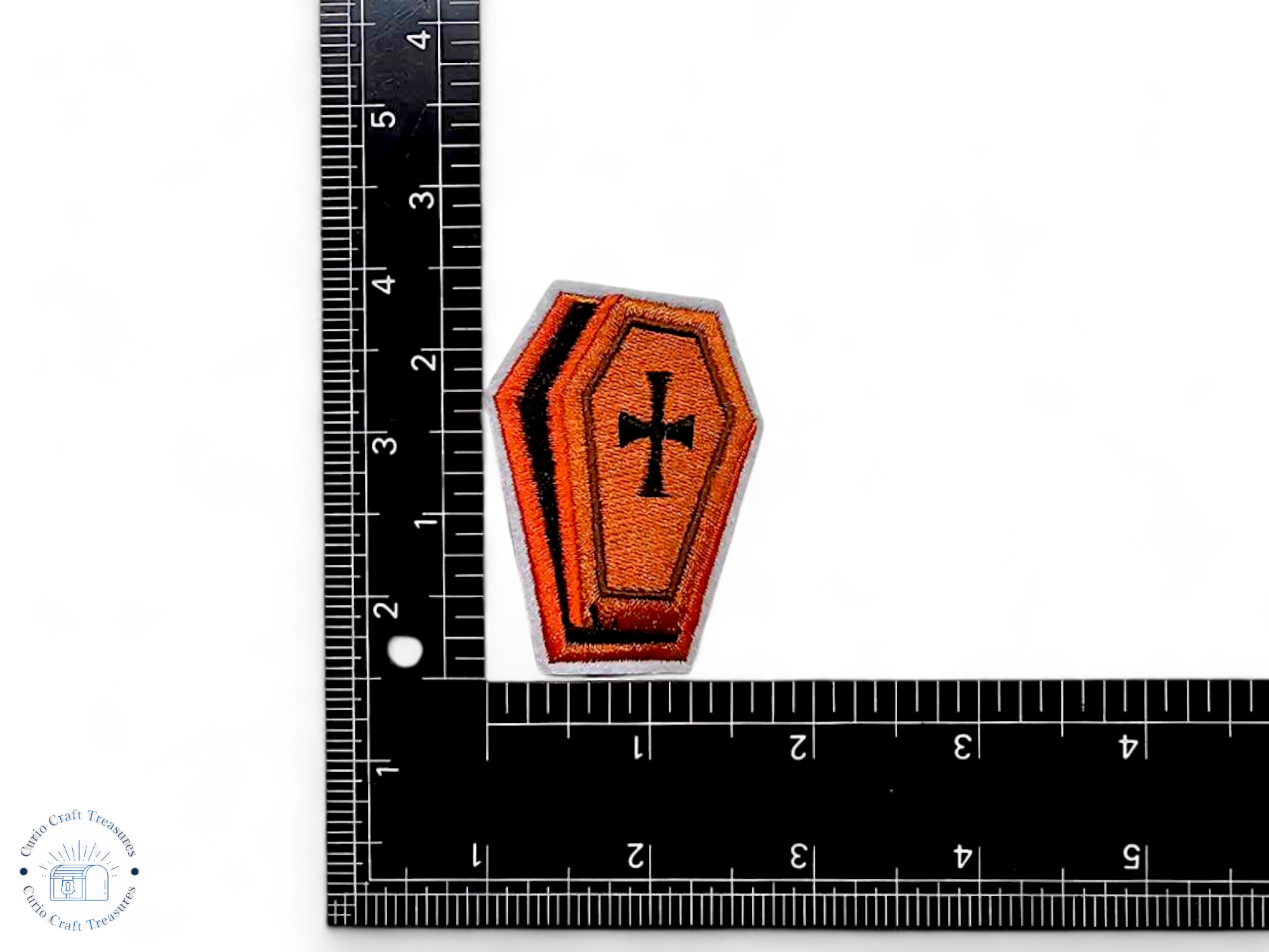 Embroided Patch, Iron on, Glue, Craft supply, Embroidery, Fabric, Gothic, Vampire, Tombstone, Coffin, Canine, Fangs