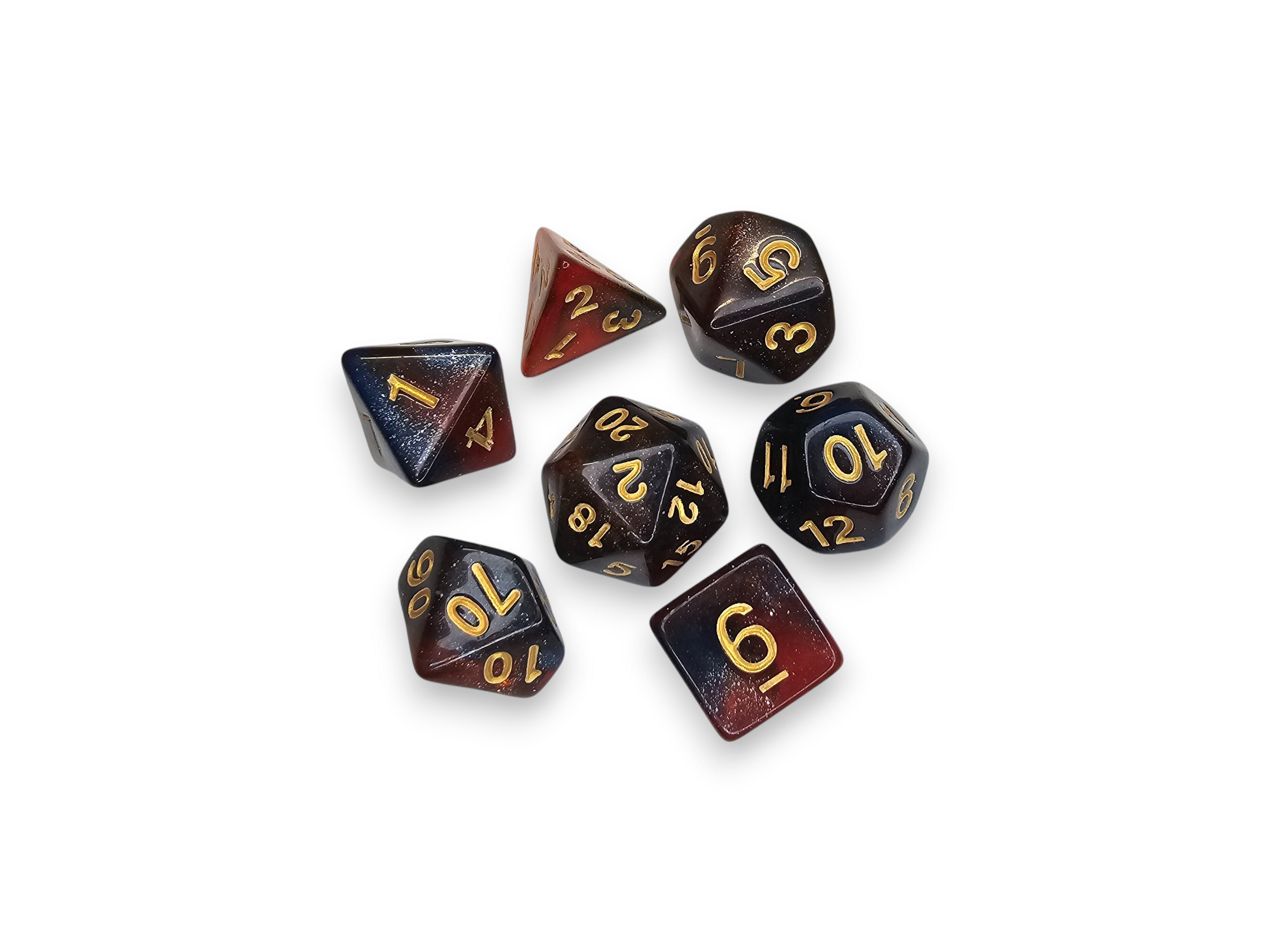 Dados acrílicos, poliédricos, juegos, grabados, perlados, brillantes, bicolor, DnD, mazmorras, dragones, juegos de mesa, juegos