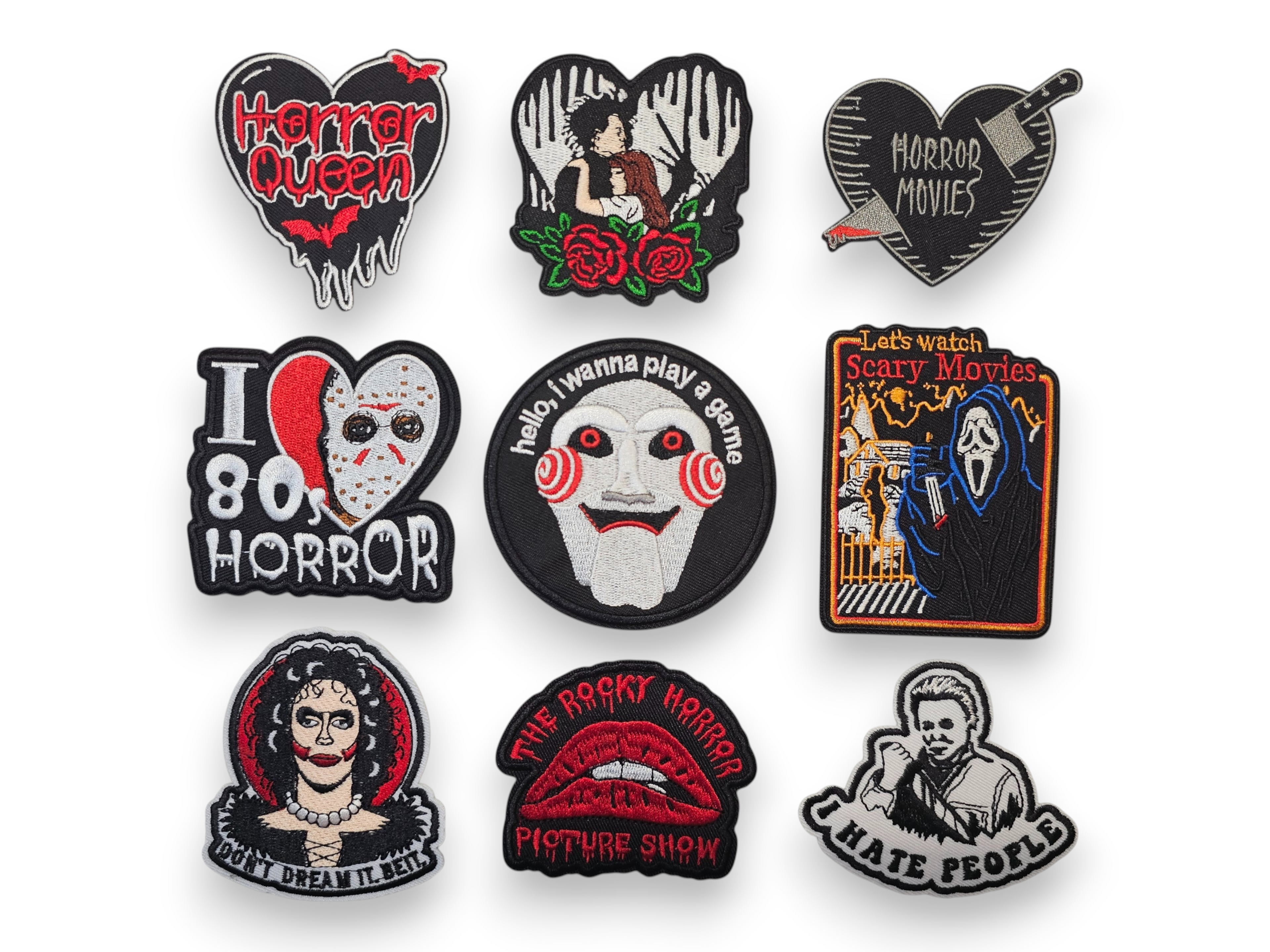 Embroided Patch, Iron on, Glue, Craft supply, Embroidery, Fabric, Movie, Old movies, classic, horror, 80s, knife, dream it, rocky