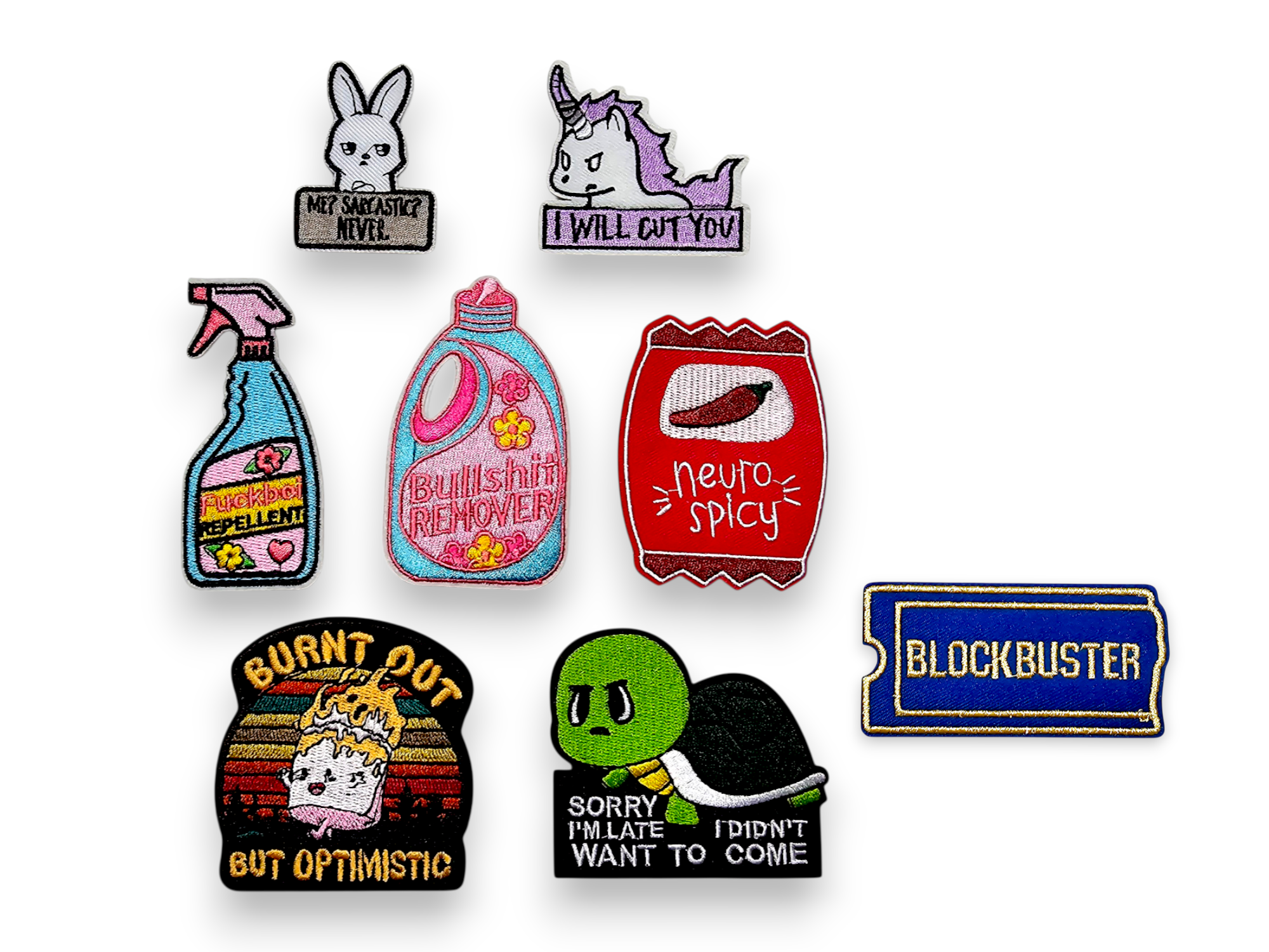 Embroided Patch, Iron on, Glue, Craft supply, Embroidery, Fabric, Meme, funny, Quote, Sarcasm, Unicorn, neuro spicy, burnt out, late