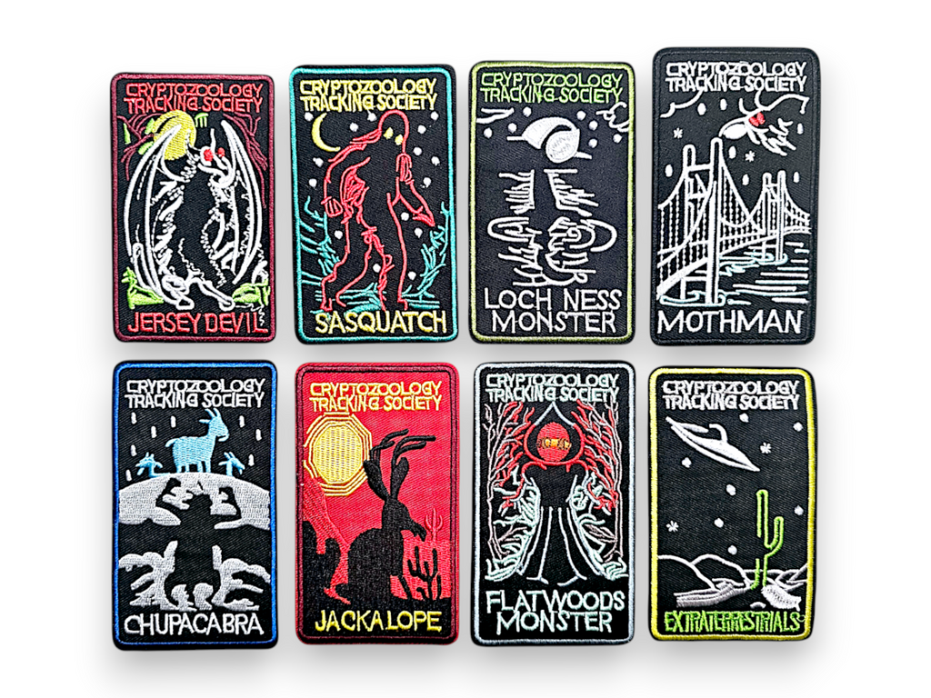 Embroided Patch, Iron on, Glue, Craft supply, Embroidery, Mothman, Loch ness, Chupacabra, Sasquatch, jackalope, flatwood, Jersey devil,monster, cryptid, legends