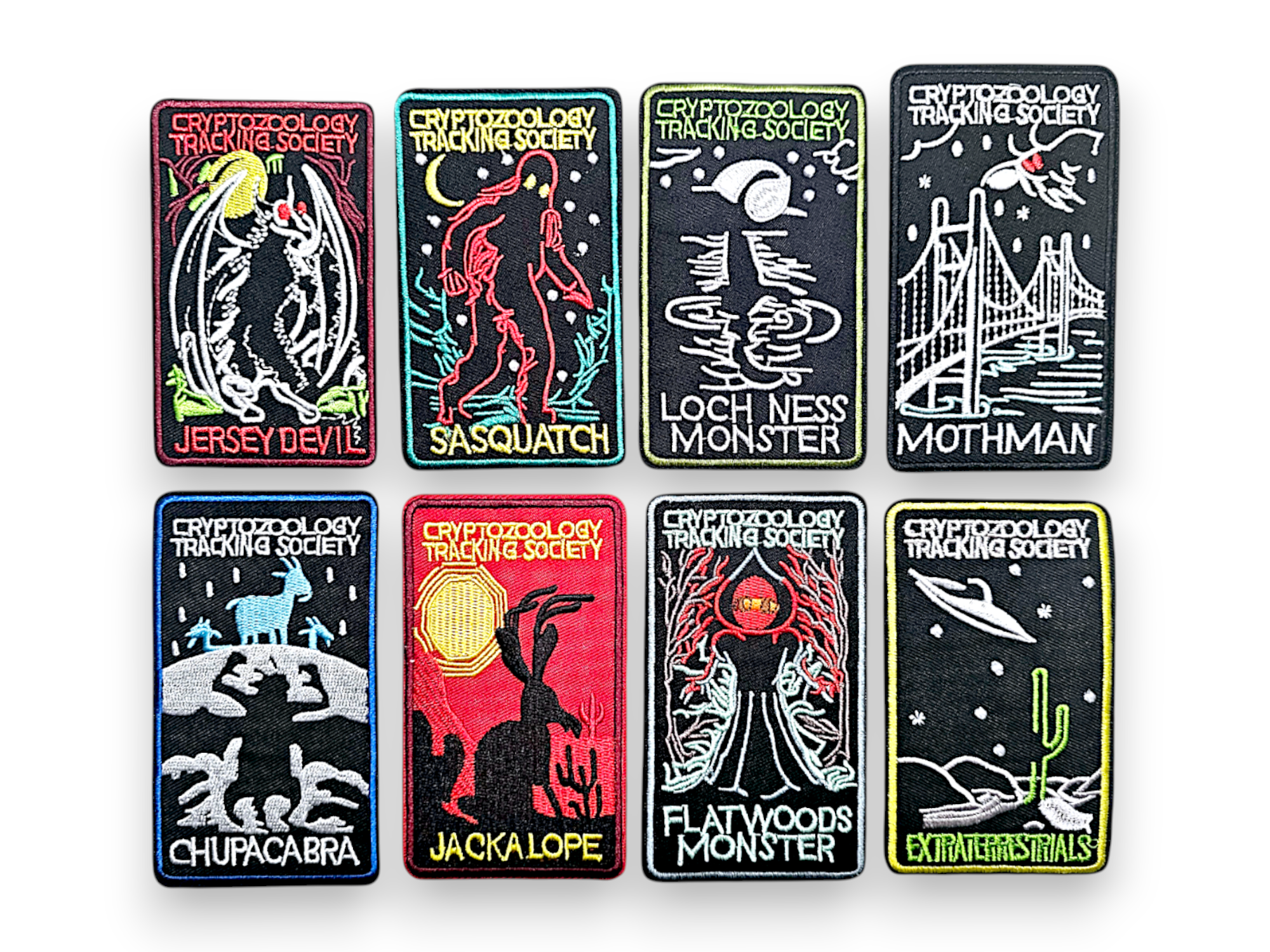 Embroided Patch, Iron on, Glue, Craft supply, Embroidery, Mothman, Loch ness, Chupacabra, Sasquatch, jackalope, flatwood, Jersey devil,monster, cryptid, legends