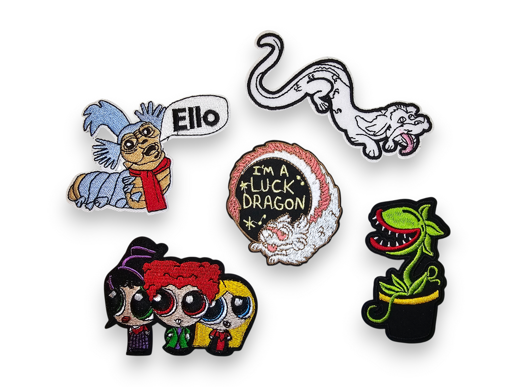 Embroided Patch, Iron on, Glue, Craft supply, Embroidery, Fabric, movie, classic, old movies, children, pop culture, dragon, worm, witch, plant