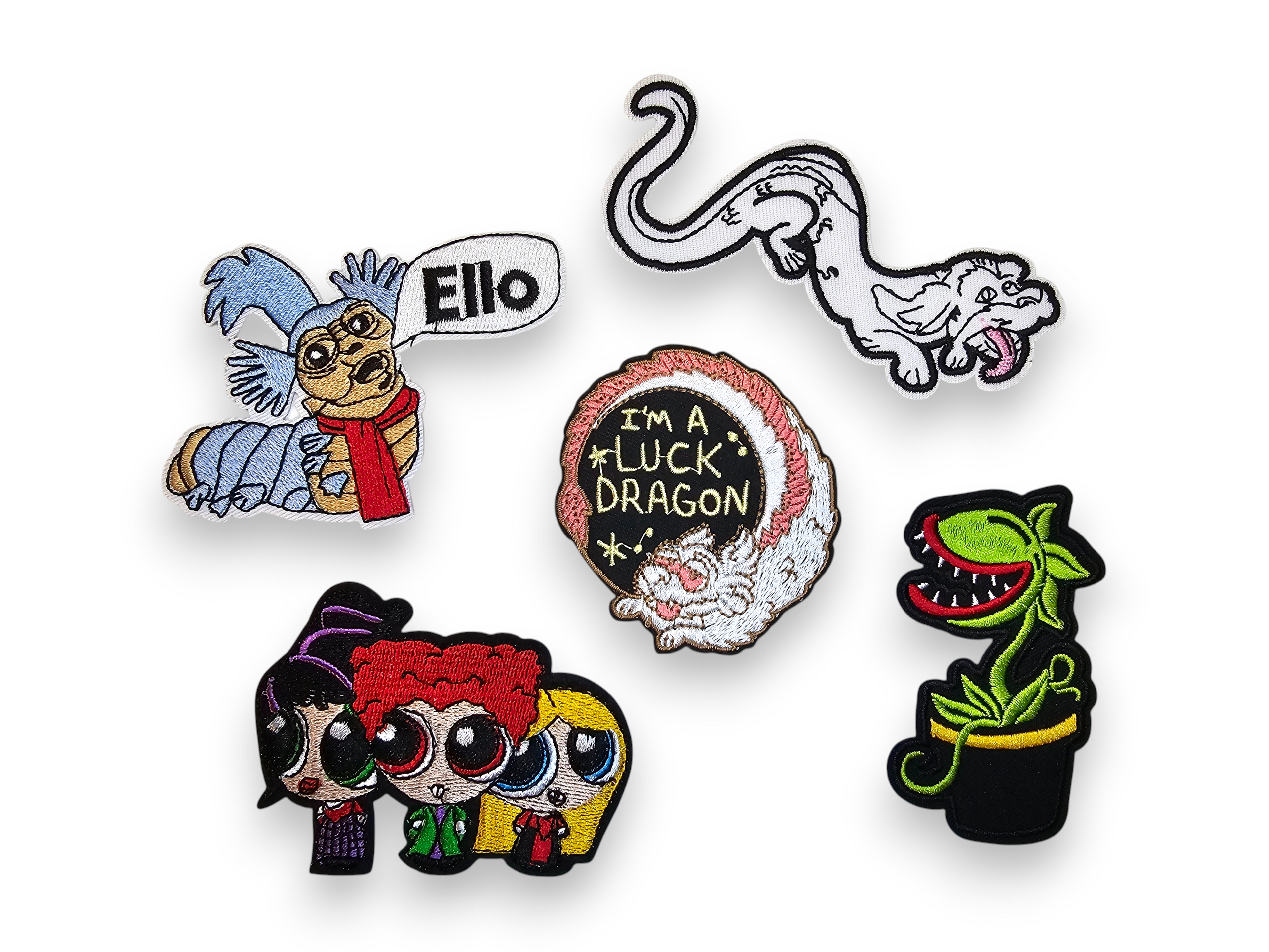 Embroided Patch, Iron on, Glue, Craft supply, Embroidery, Fabric, movie, classic, old movies, children, pop culture, dragon, worm, witch, plant