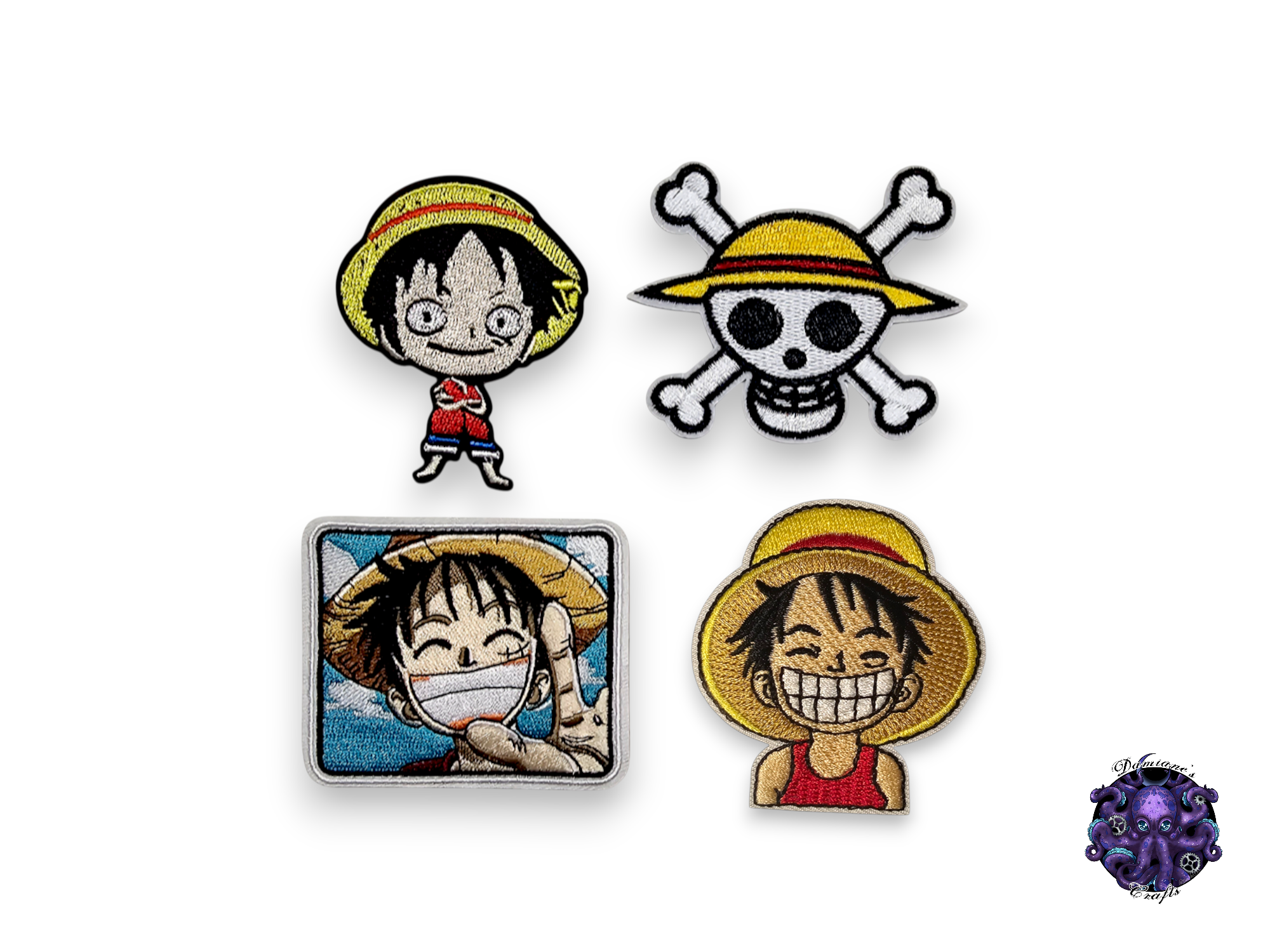 Embroided Patch, Iron on, Glue, Craft supply, Embroidery, Fabric, tv show, Anime, classic, Pirate, straw hat, smile, skull and bones