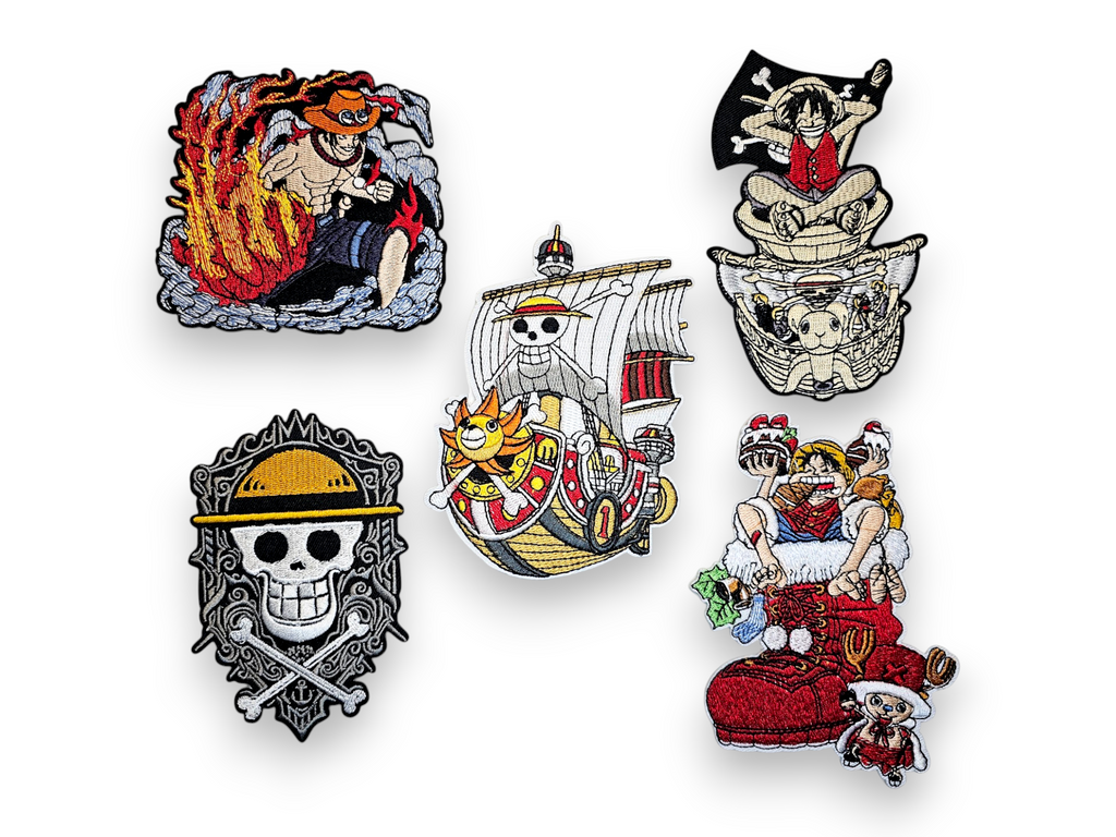 Écusson brodé, thermocollant, colle, matériel de loisirs créatifs, broderie, tissu, série télévisée, anime, classique, pirate, chapeau de paille, sourire, tête de mort, bateau, Noël
