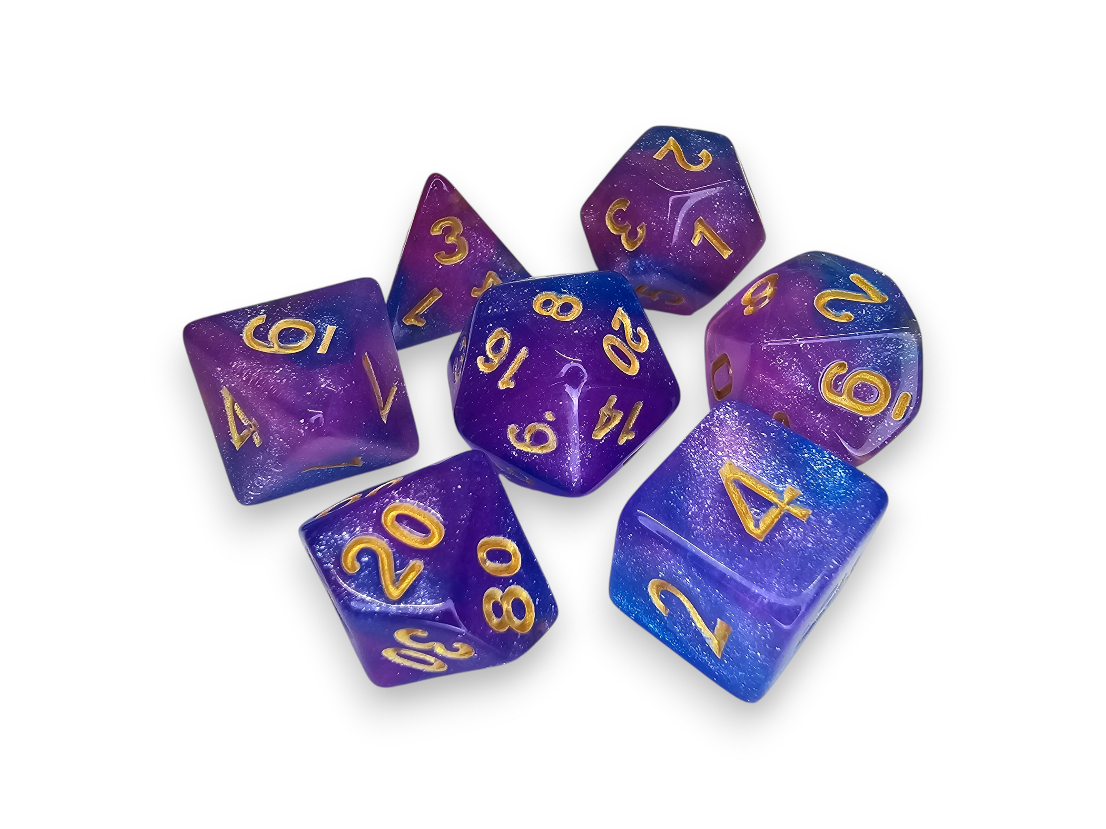 Acrylic Dice, Polyhedral, sets, Engraved, Perlized, sparkle, Dual color, Dnd, Dungeon, Dragon, board game, gaming