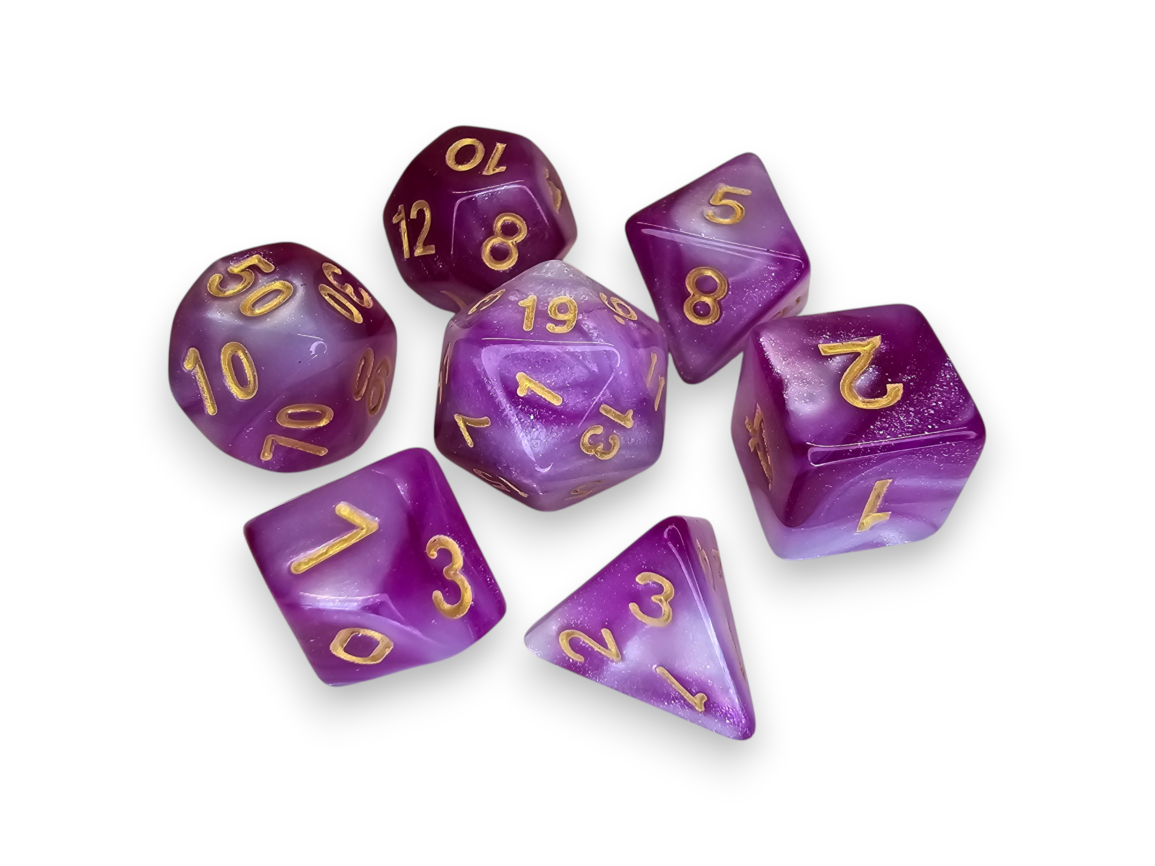 Acrylic Dice, Polyhedral, sets, Engraved, Perlized, sparkle, Dual color, Dnd, Dungeon, Dragon, board game, gaming