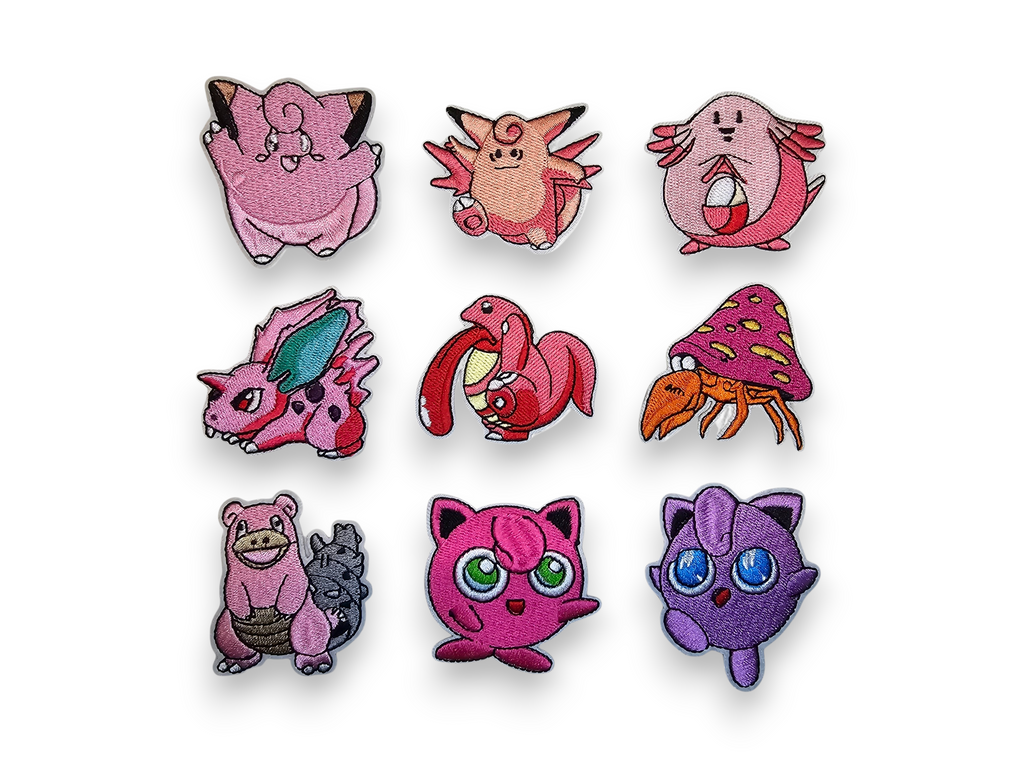 Embroided Patch, Iron on, Glue, Craft supply, Embroidery, Monster, video game, pink, fairy
