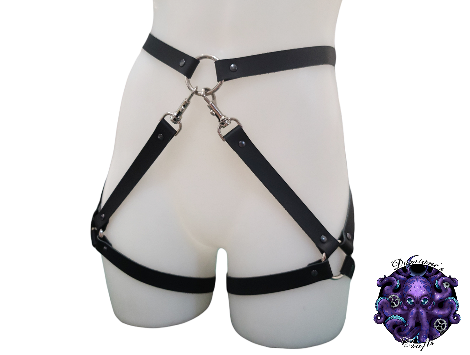 Real leather, Harness, Victoria, bottom, thigh, O-ring, steampunk, Medieval, Gothic, Vampire, punk, rock, metal, heavy metal, mode accessory, bdsm, black