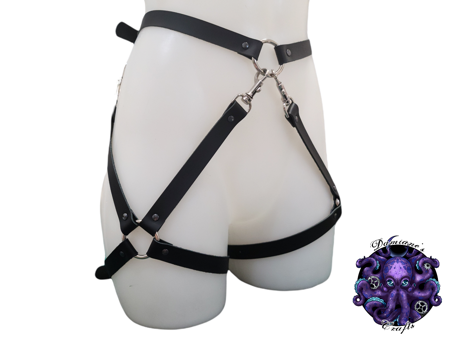 Real leather, Harness, Victoria, bottom, thigh, O-ring, steampunk, Medieval, Gothic, Vampire, punk, rock, metal, heavy metal, mode accessory, bdsm, black
